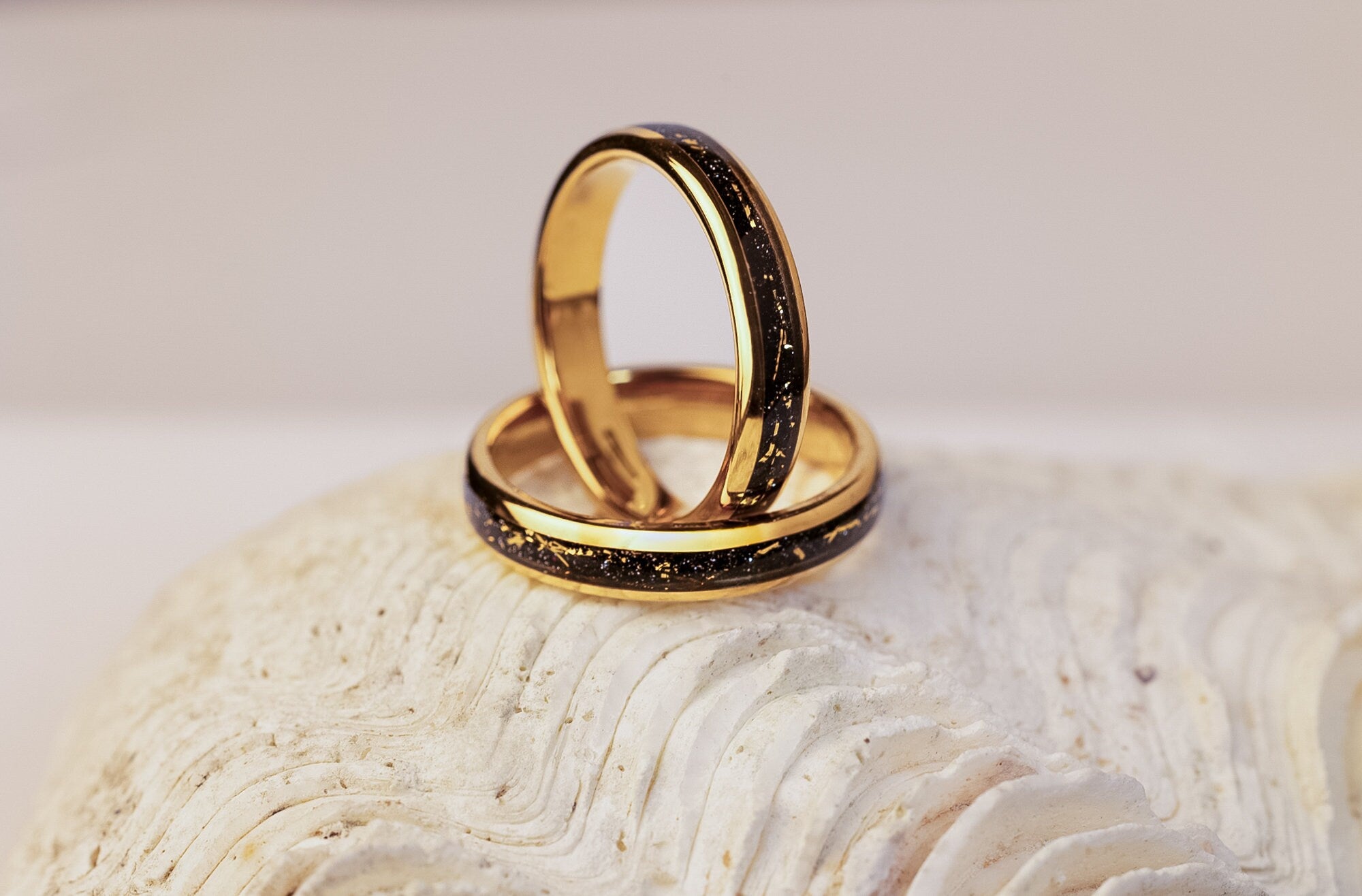 Cosmic Galaxy Ring, Tungsten Wedding Ring, Gold Space Galaxy Ring, Wedding Band Women, Meteorite Galaxy Ring, Gold Inlay Band, 4mm Ring