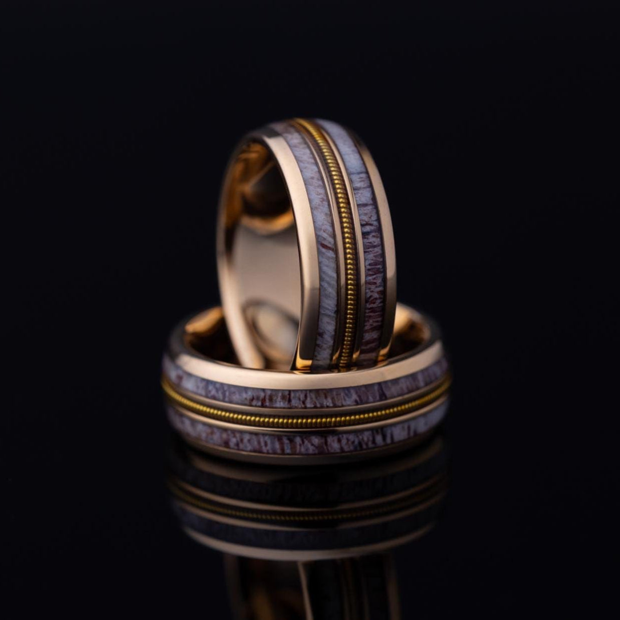 Deer Antler & Guitar String Ring, Guitar String Ring, Antler Inlay Band, Deer Antler Ring, Guitar String Band, Ring For Him, 8mm Ring