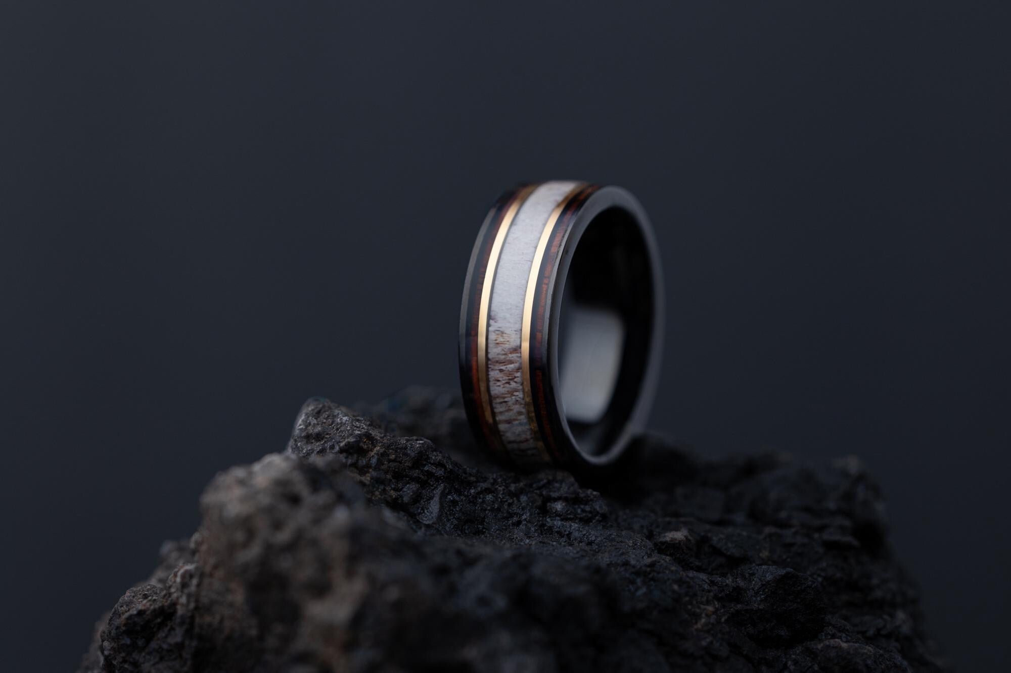 Whiskey Barrel Ring, Deer Antler Band, Moose Antler Ring, Antler and Wood Ring, Whisky Barrel Band, Wood Antler Ring, Mens Wedding Band, 8mm