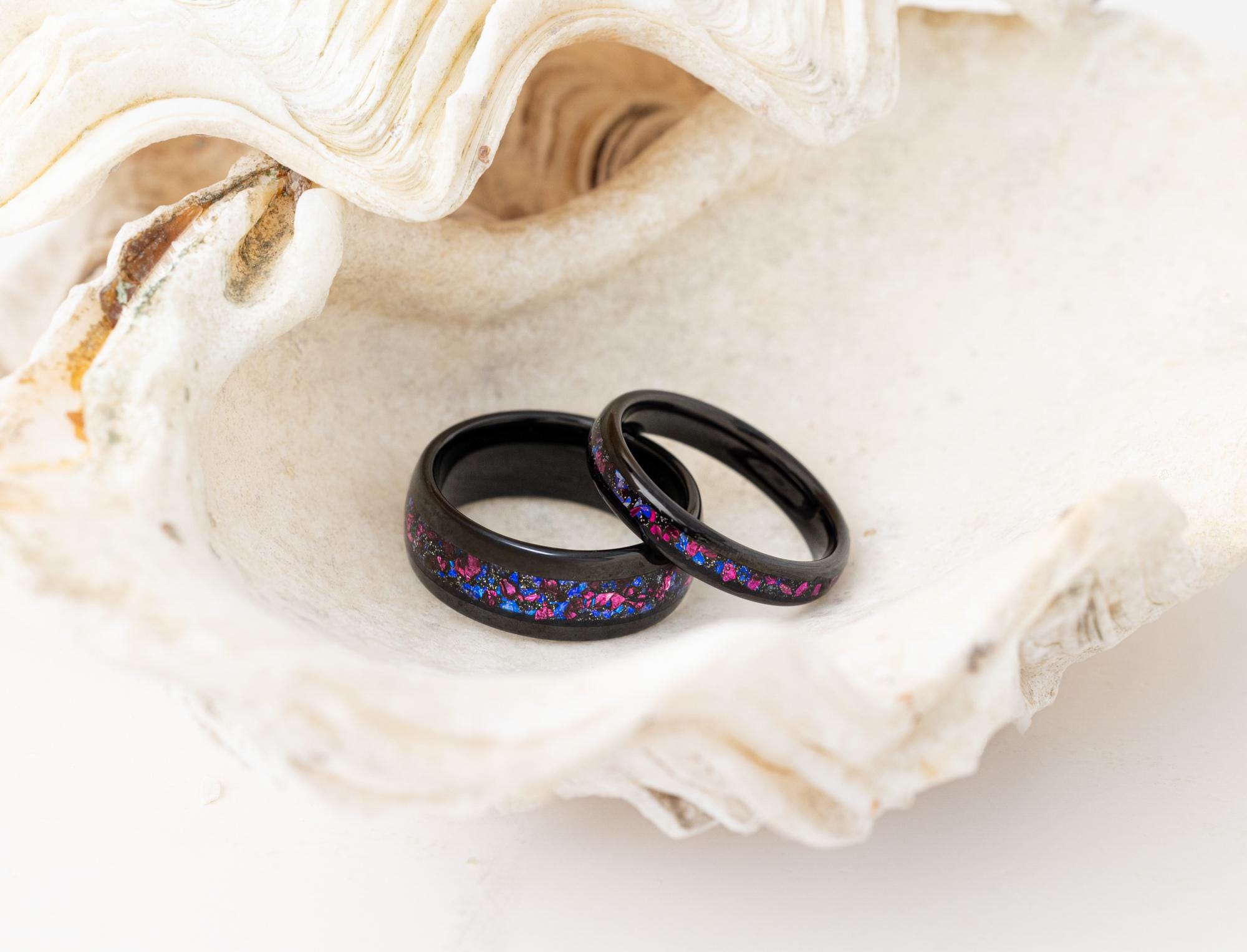 Purple Galaxy Couple Set Rings, Blue & Purple Galaxy Band, Purple Crystal Stone Ring, Matching Set Rings, Matching Wedding Rings, Couple Set