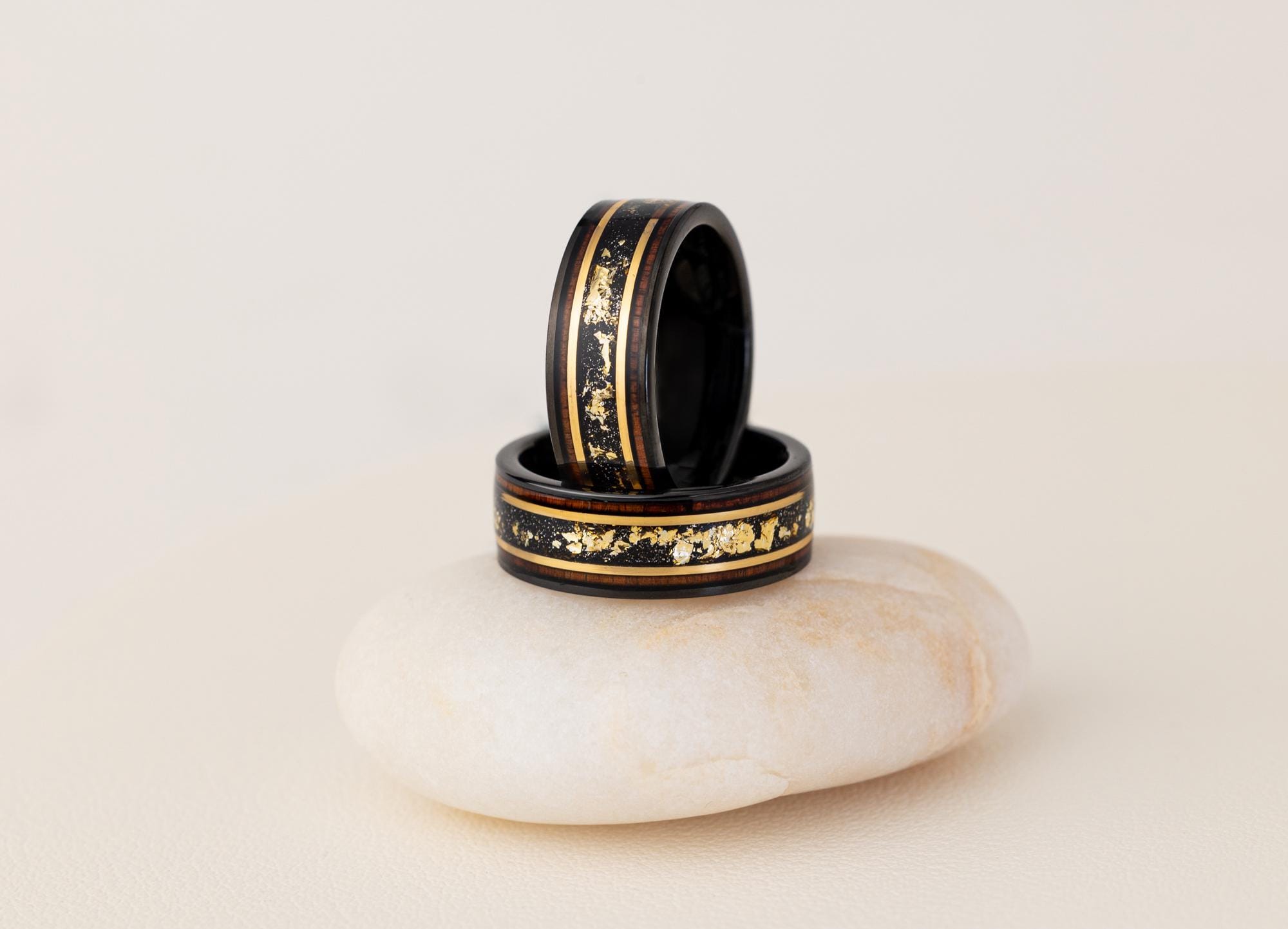 Whiskey Barrel Ring with Gold Leaf, Gold Leaf and Wood Ring, Whisky Barrel Band, Wood Ring with Gold Leaf, Men's Wedding Band, 8mm Ring