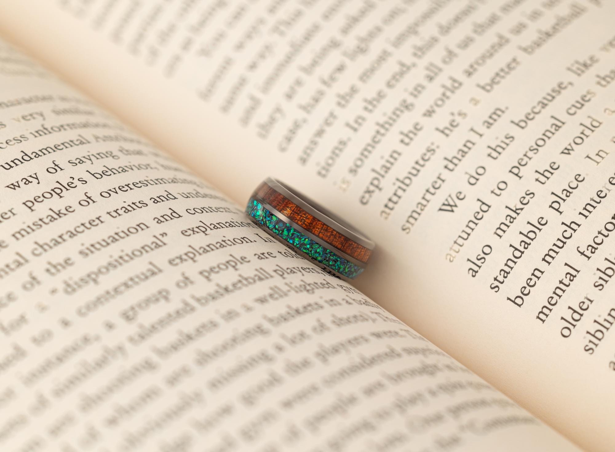 Green Opal & Rosewood Ring, Wood Band, Green Opal Band, Green Opal, Wood Band, Tungsten Ring For Men, Wedding Band, 8mm
