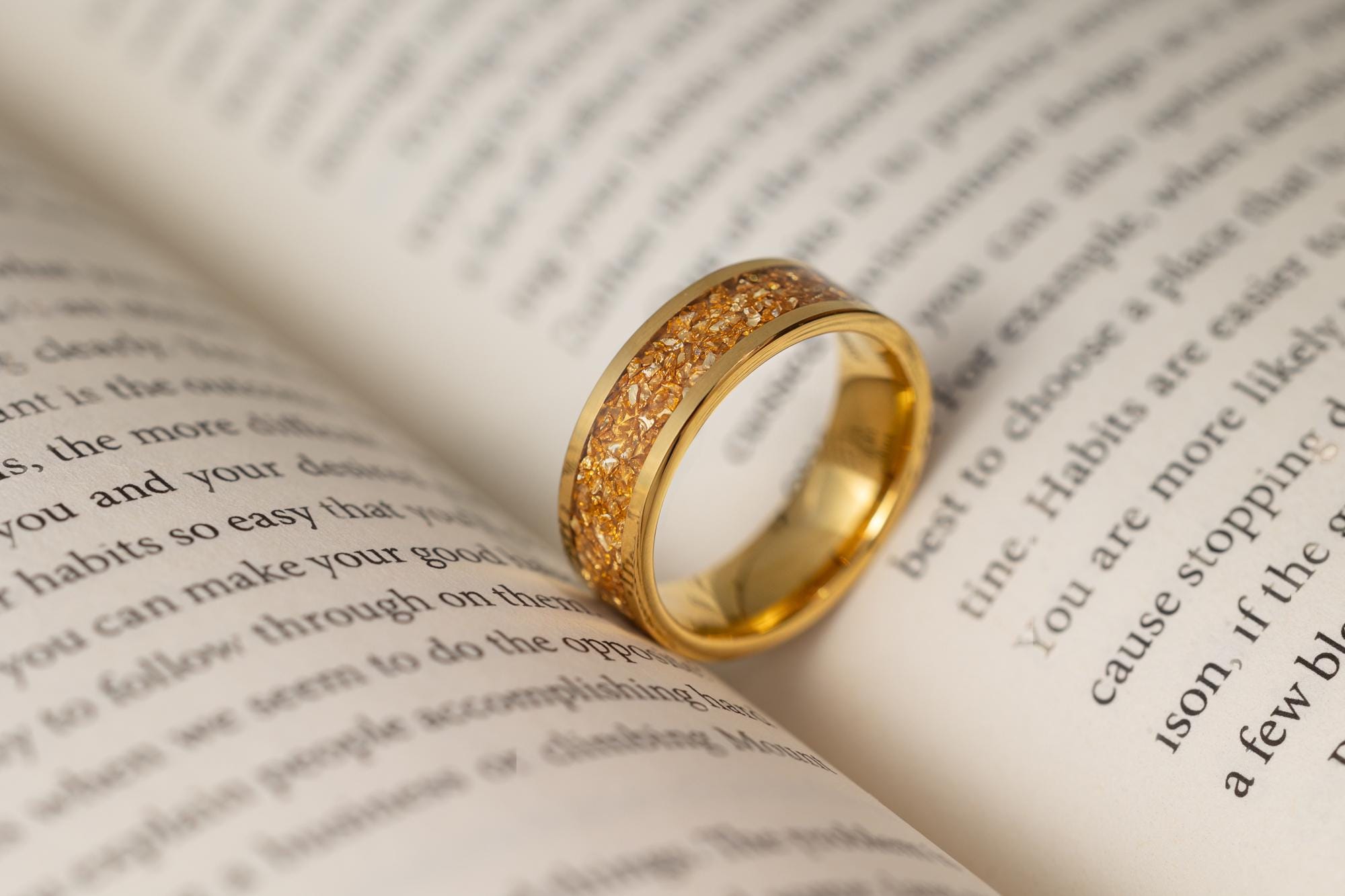 24K Gold Ring, Meteorite Ring, Wedding Band, Meteorite Tungsten Ring, Meteorite Band, Handmade Ring, Wedding Band, Ring for Men, Ring, 8mm