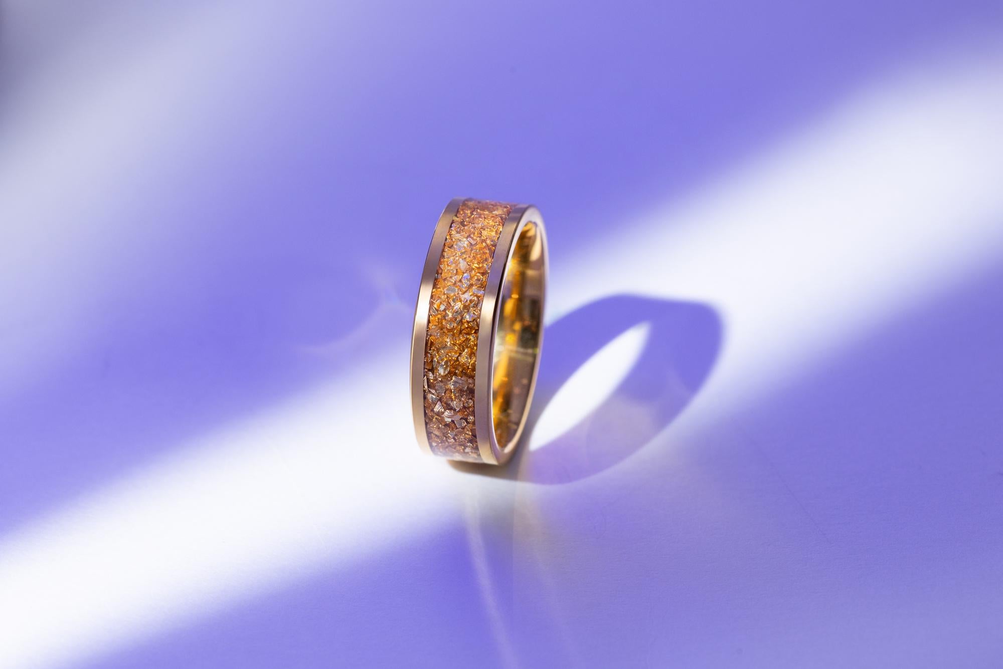 24K Gold Ring, Meteorite Ring, Wedding Band, Meteorite Tungsten Ring, Meteorite Band, Handmade Ring, Wedding Band, Ring for Men, Ring, 8mm