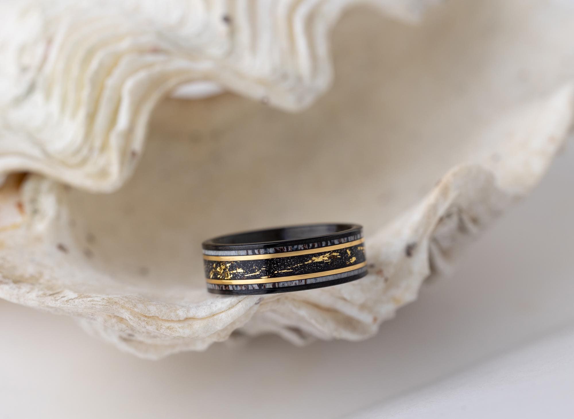 Cosmic Galaxy Band, Deer Antler Band, Deer Antler Ring, Gold Space Galaxy Ring, Antler Tungsten Ring, Wedding Band, Mens Tungsten Ring, 8mm