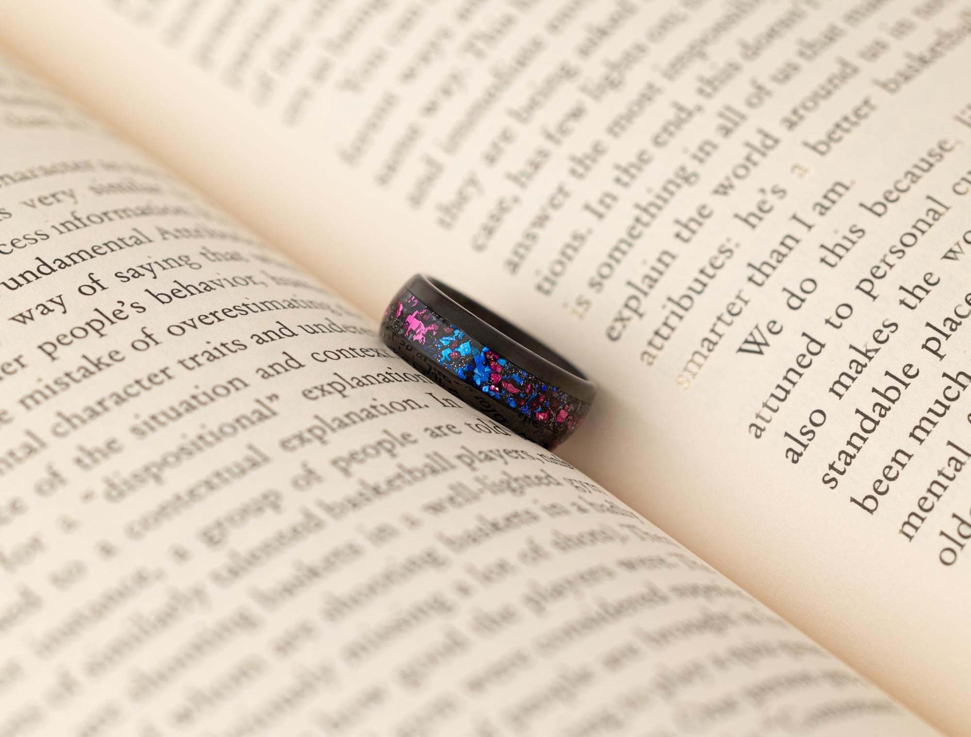 Purple Galaxy Ring, Blue Galaxy Ring, Blue Space Band, Blue & Purple Galaxy Band, Purple Crystal Stone Ring, Wedding Ring for Men, 8mm