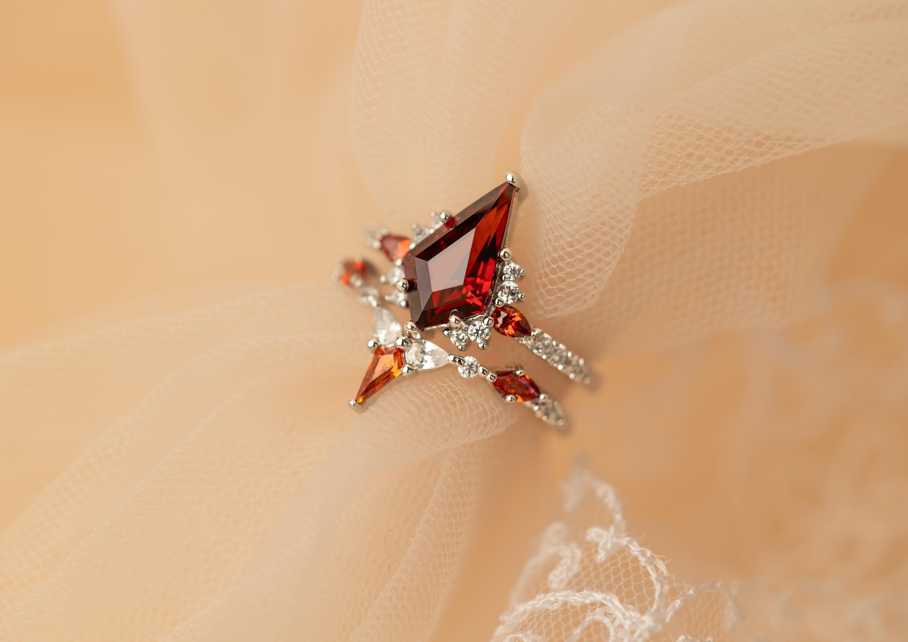 Garnet Ring and Earring Set, Garnet Stone Matching Set, Woman Earring and Ring Set, Garnet Earring Set and Garnet Ring, Silver Garnet Sets