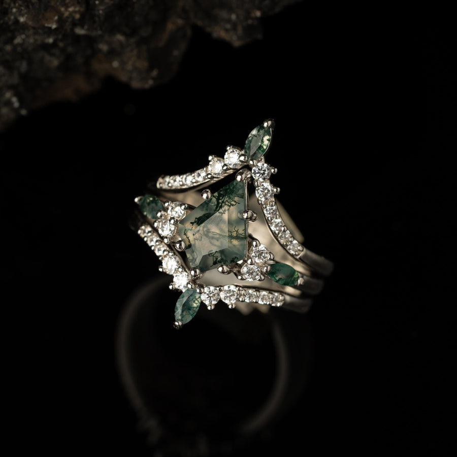 Silver Kite Flight - Moss Agate Silver Ring