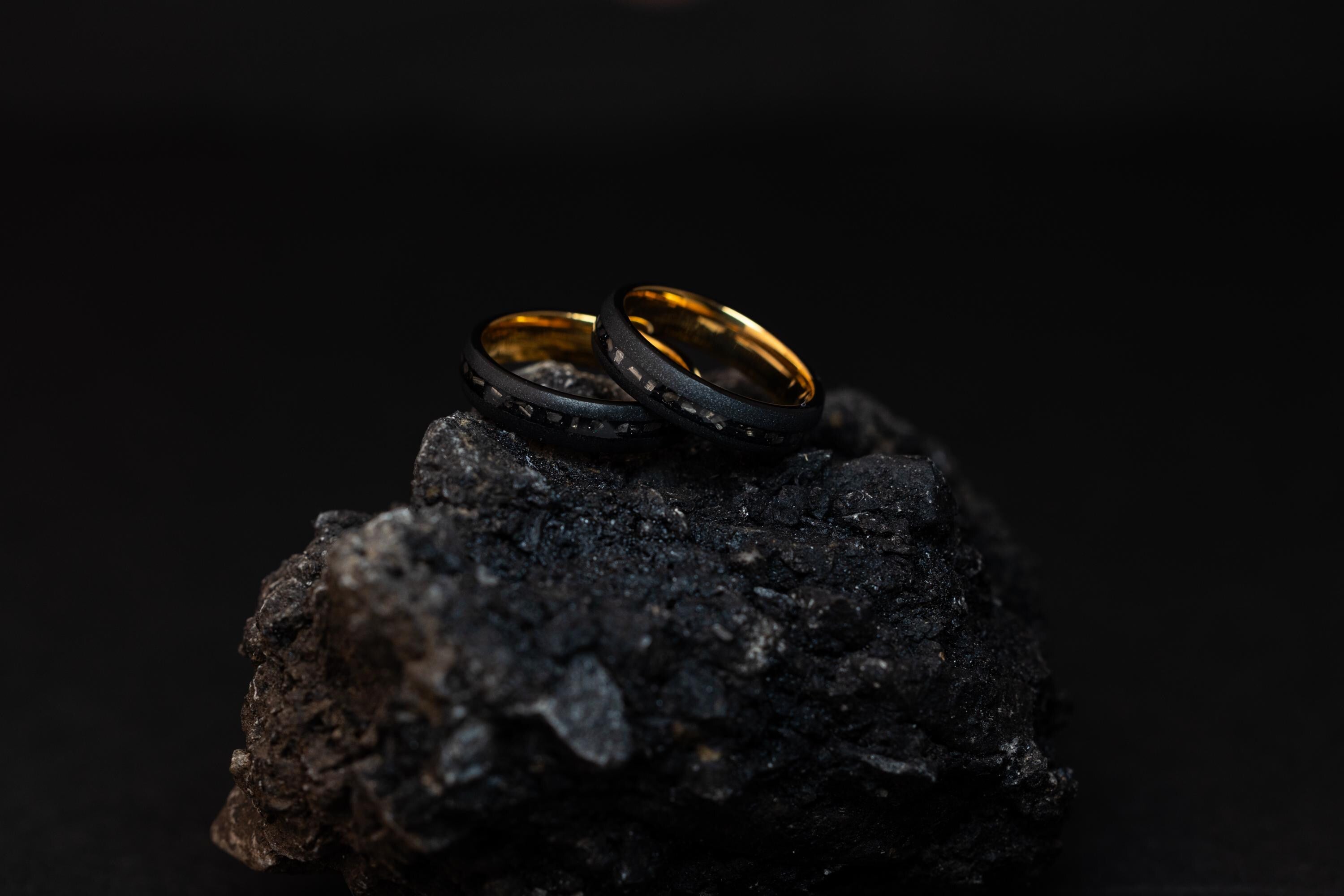 Black Tungsten Meteorite Ring: Sandblasted Wedding Band (5mm)