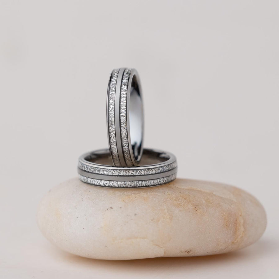 Frozen Cosmos - Silver Tungsten Ring, 5mm Width