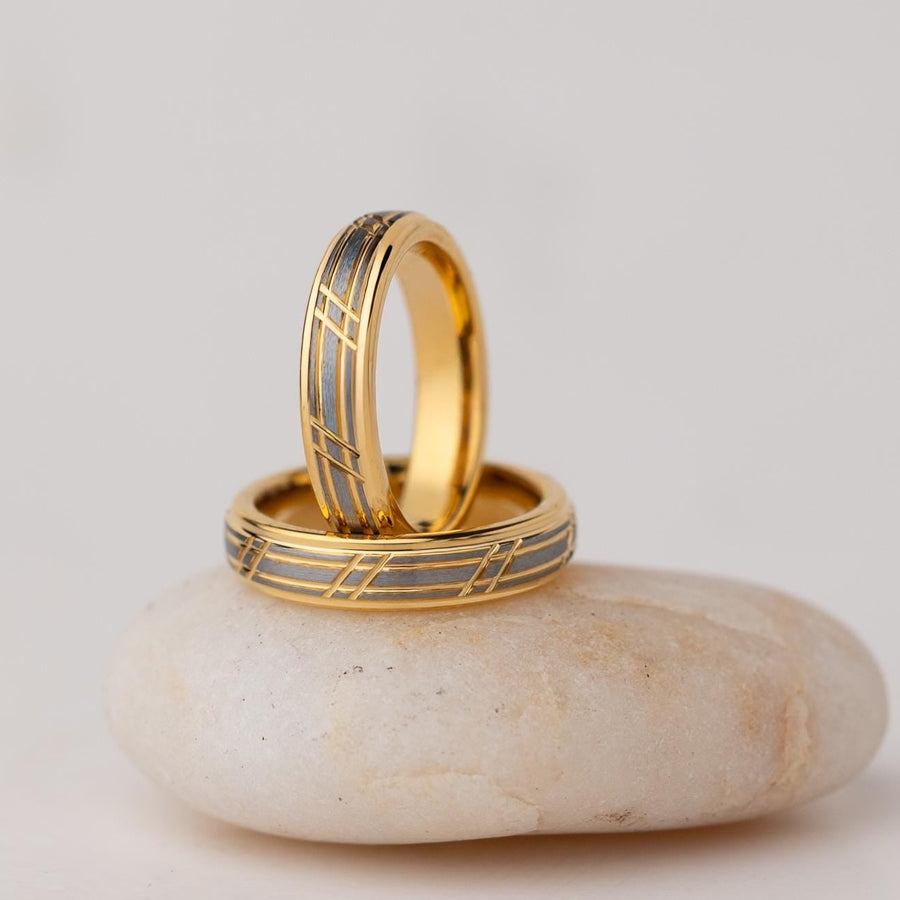 Sunrise - Gold & Silver Tungsten Ring, 4mm Width