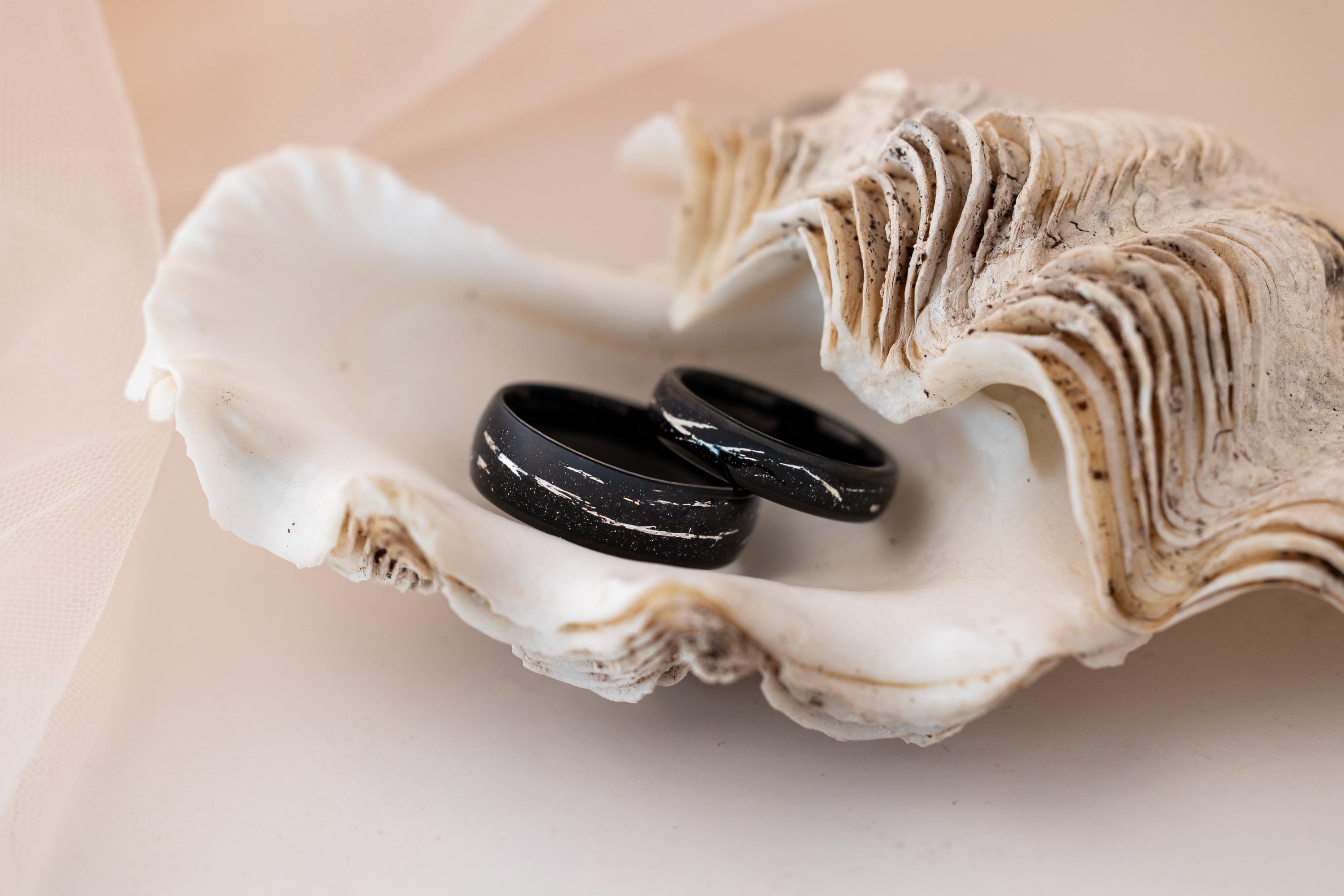 Tungsten Wedding Band: Cosmic Galaxy Black Ring with Silver Foil (8mm)