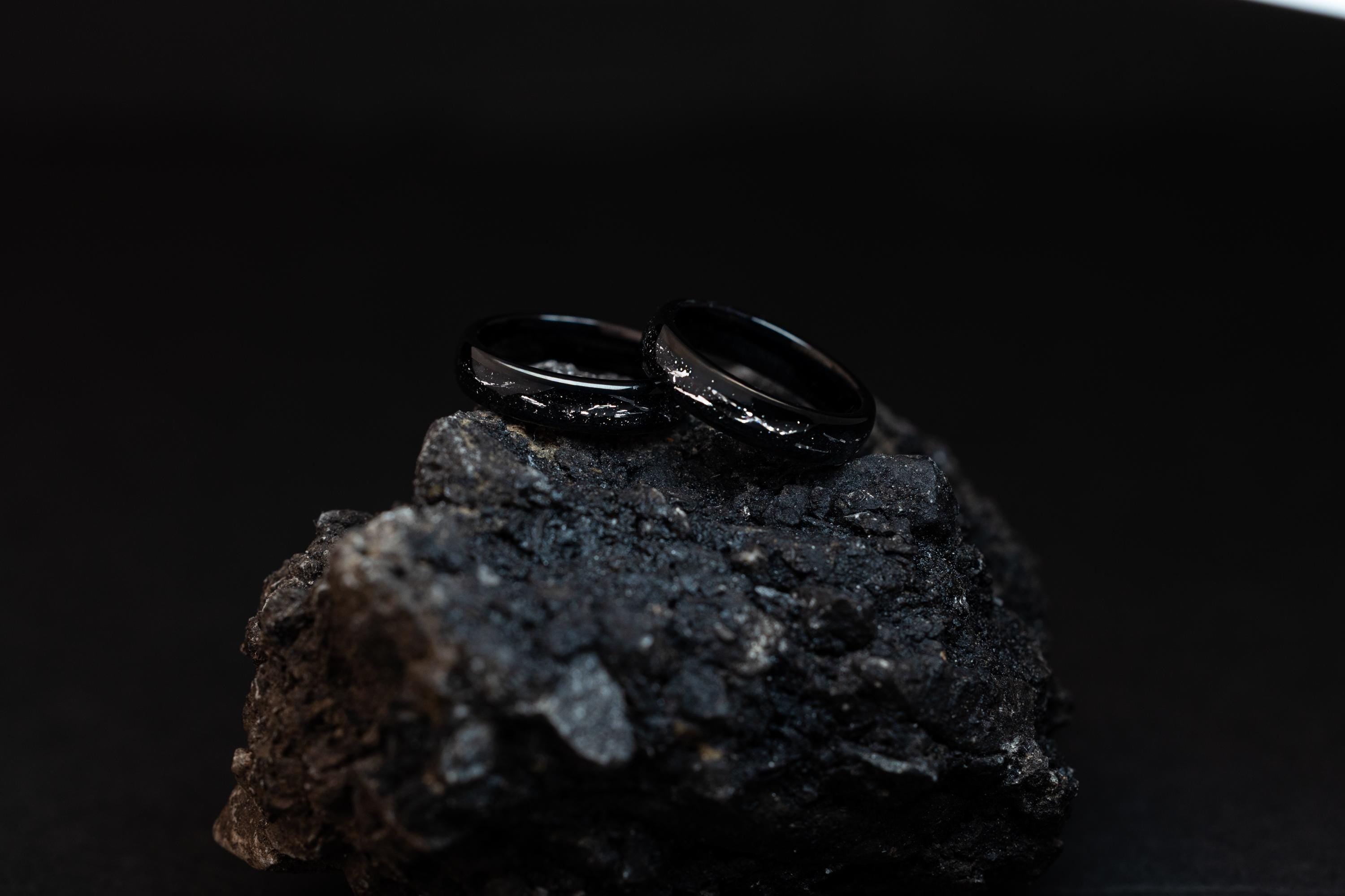 Tungsten Wedding Band: Cosmic Galaxy Black Ring with Silver Foil 5mm