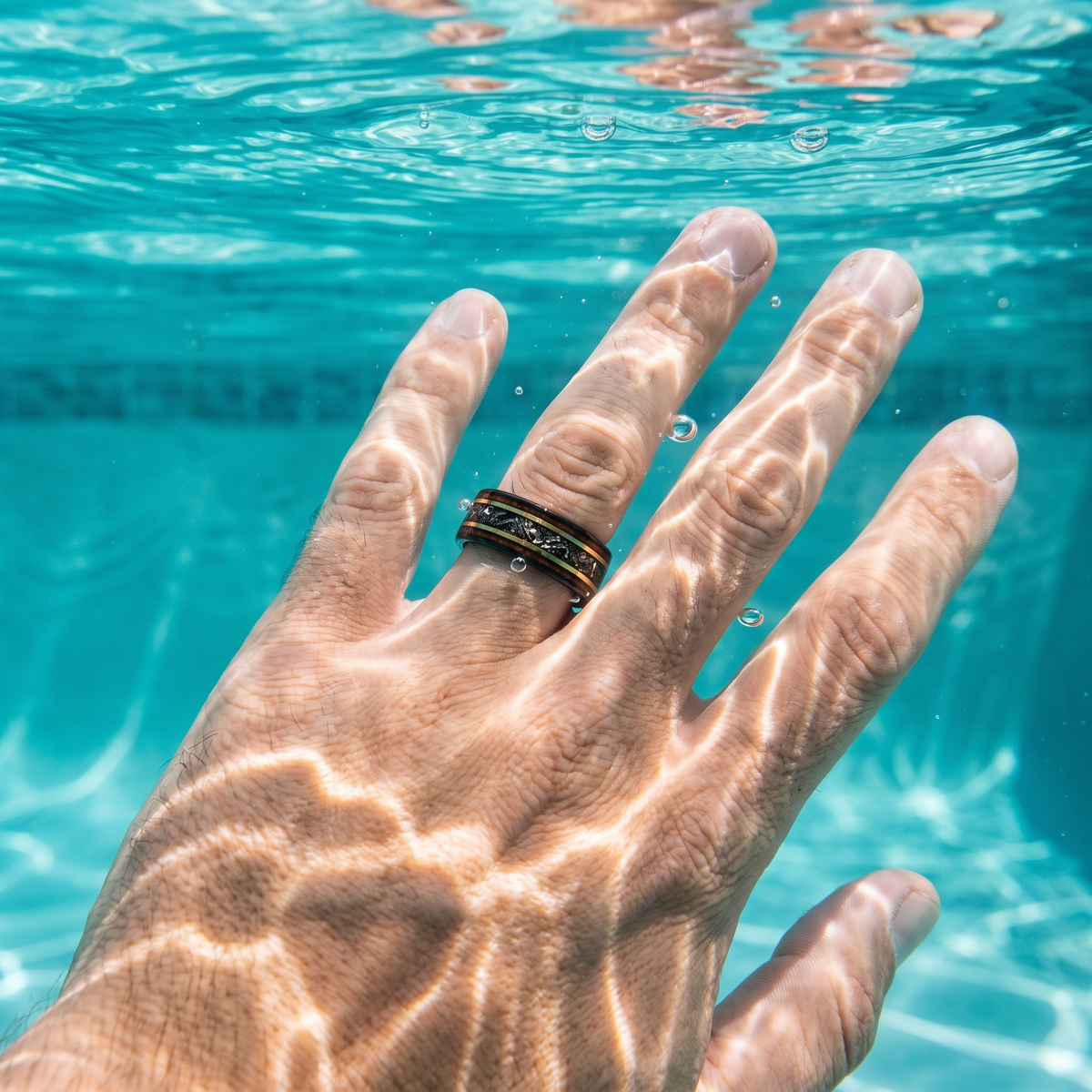 Wear it everywhere: tungsten ring worn in water