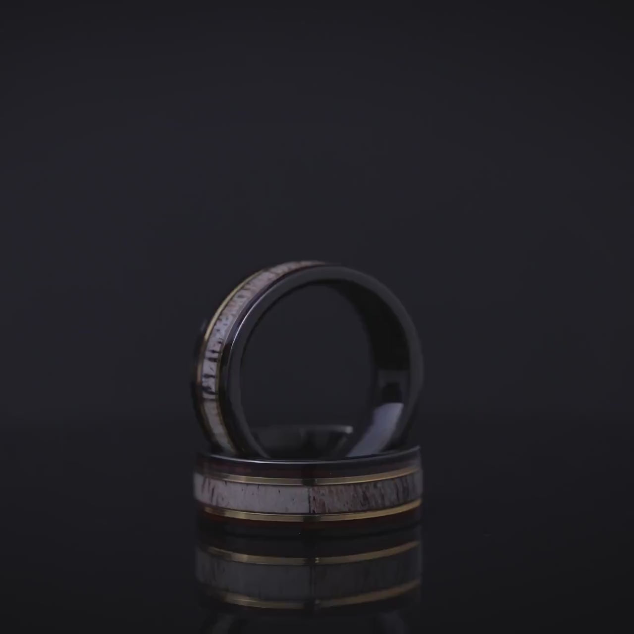 Whiskey Barrel Ring, Deer Antler Band, Moose Antler Ring, Antler and Wood Ring, Whisky Barrel Band, Wood Antler Ring, Mens Wedding Band, 8mm