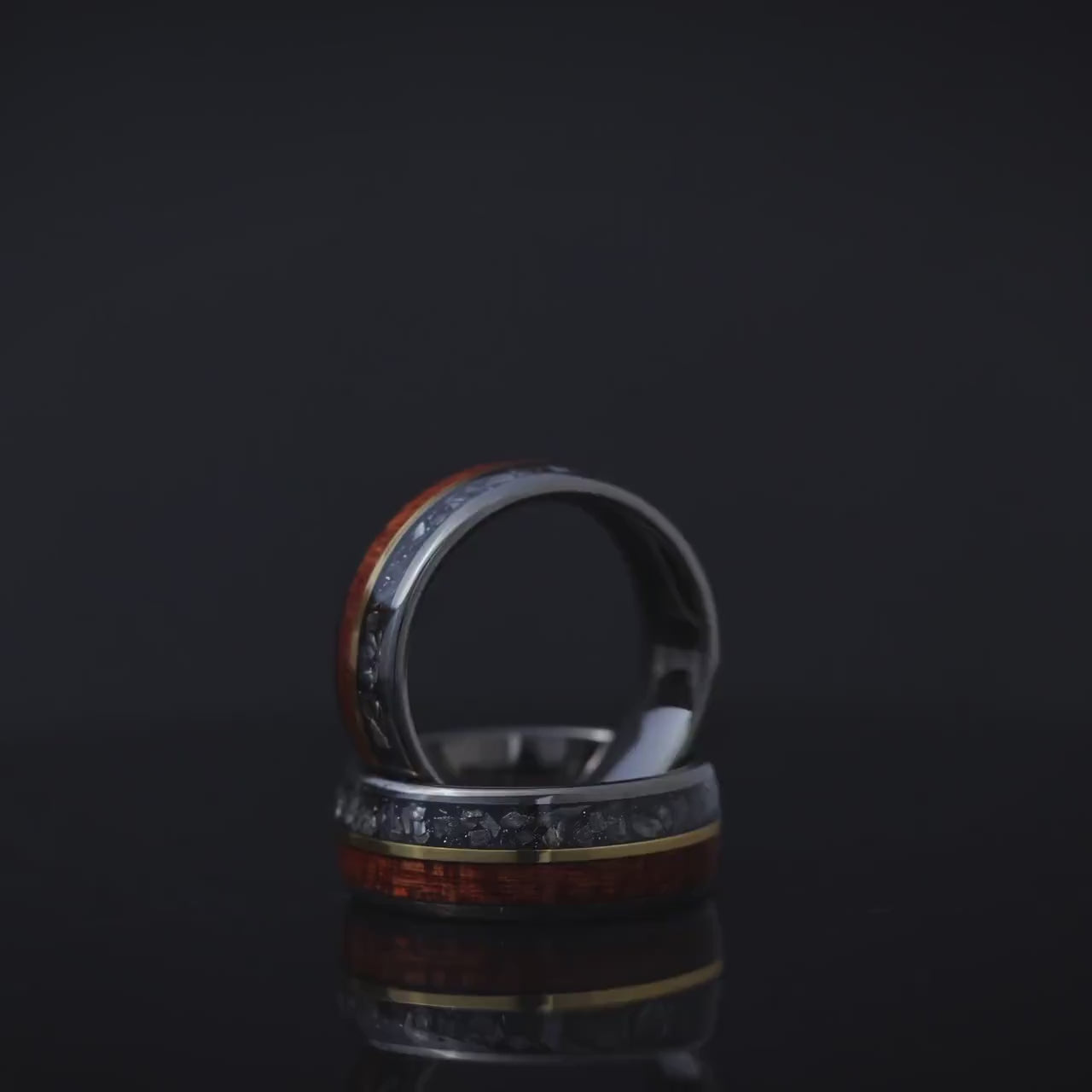 Meteorite Ring and Whiskey Barrel Ring, Meteorite Wood Band, Meteorite & Wood Ring, Tungsten Ring For Men, Wedding Band, Ring for Him, 8mm