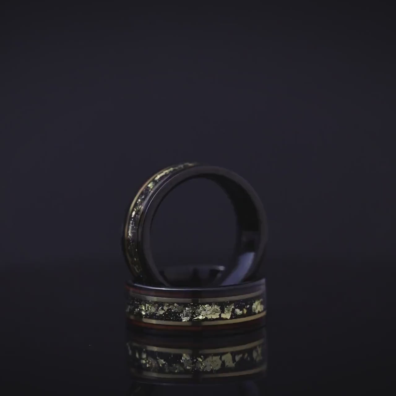 Whiskey Barrel Ring with Gold Leaf, Gold Leaf and Wood Ring, Whisky Barrel Band, Wood Ring with Gold Leaf, Men's Wedding Band, 8mm Ring