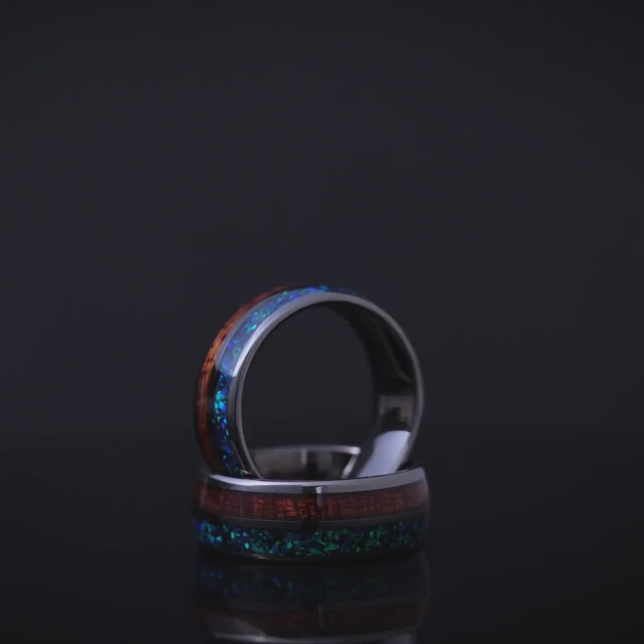 Green Opal & Rosewood Ring, Wood Band, Green Opal Band, Green Opal, Wood Band, Tungsten Ring For Men, Wedding Band, 8mm
