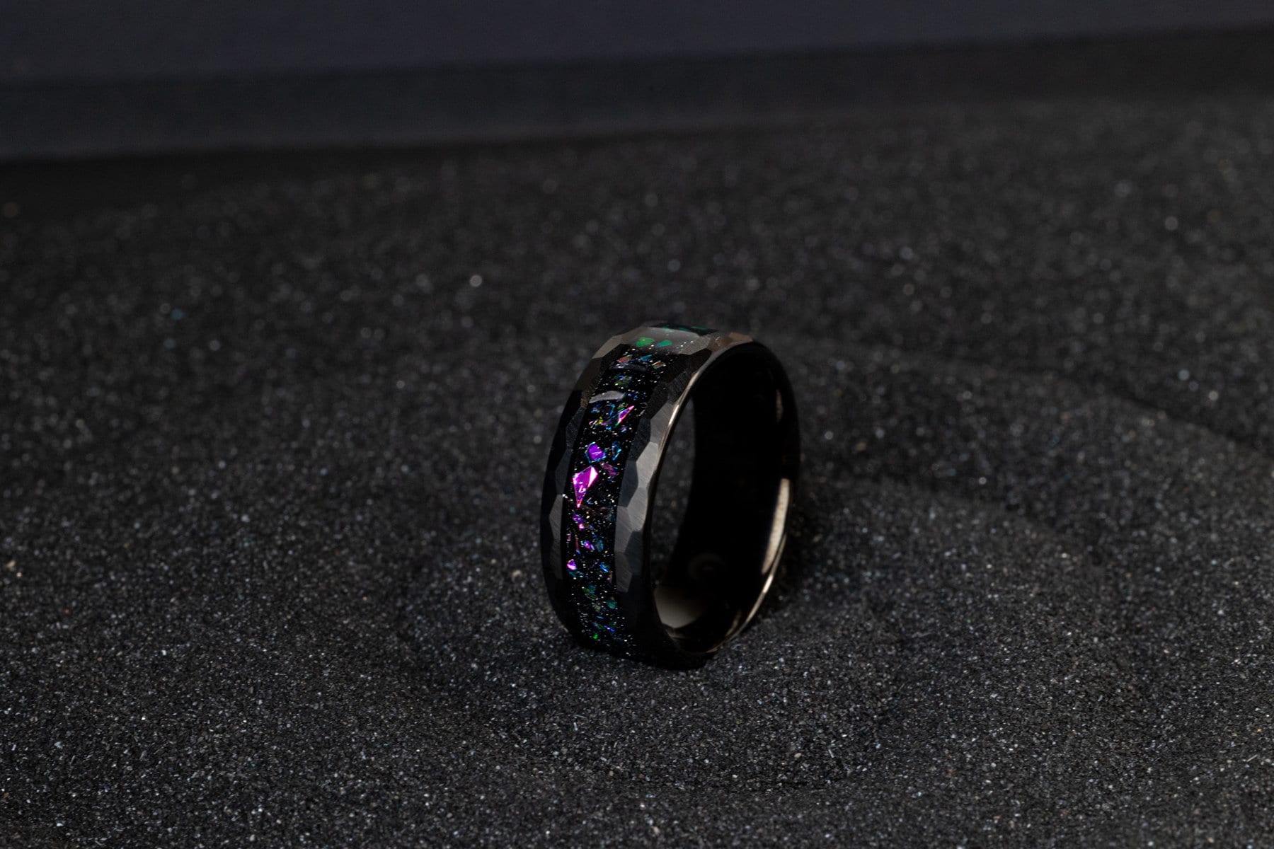 Pink Galaxy - Space Galaxy Ring, Black Opal and Pink Sandstone Ring, 8mm