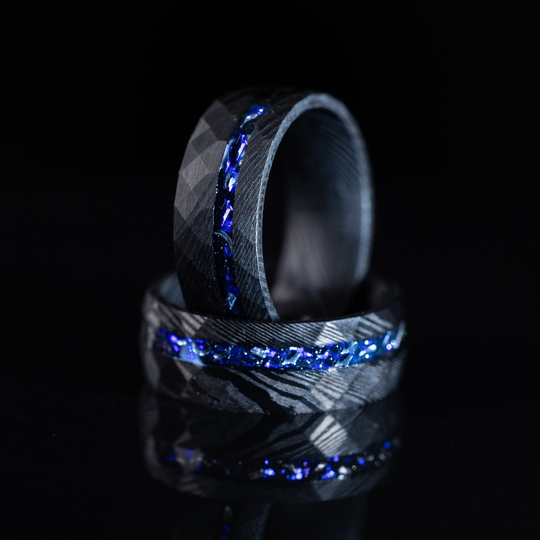 Stardust Damascus - Nebula & Meteorite Ring, 8mm