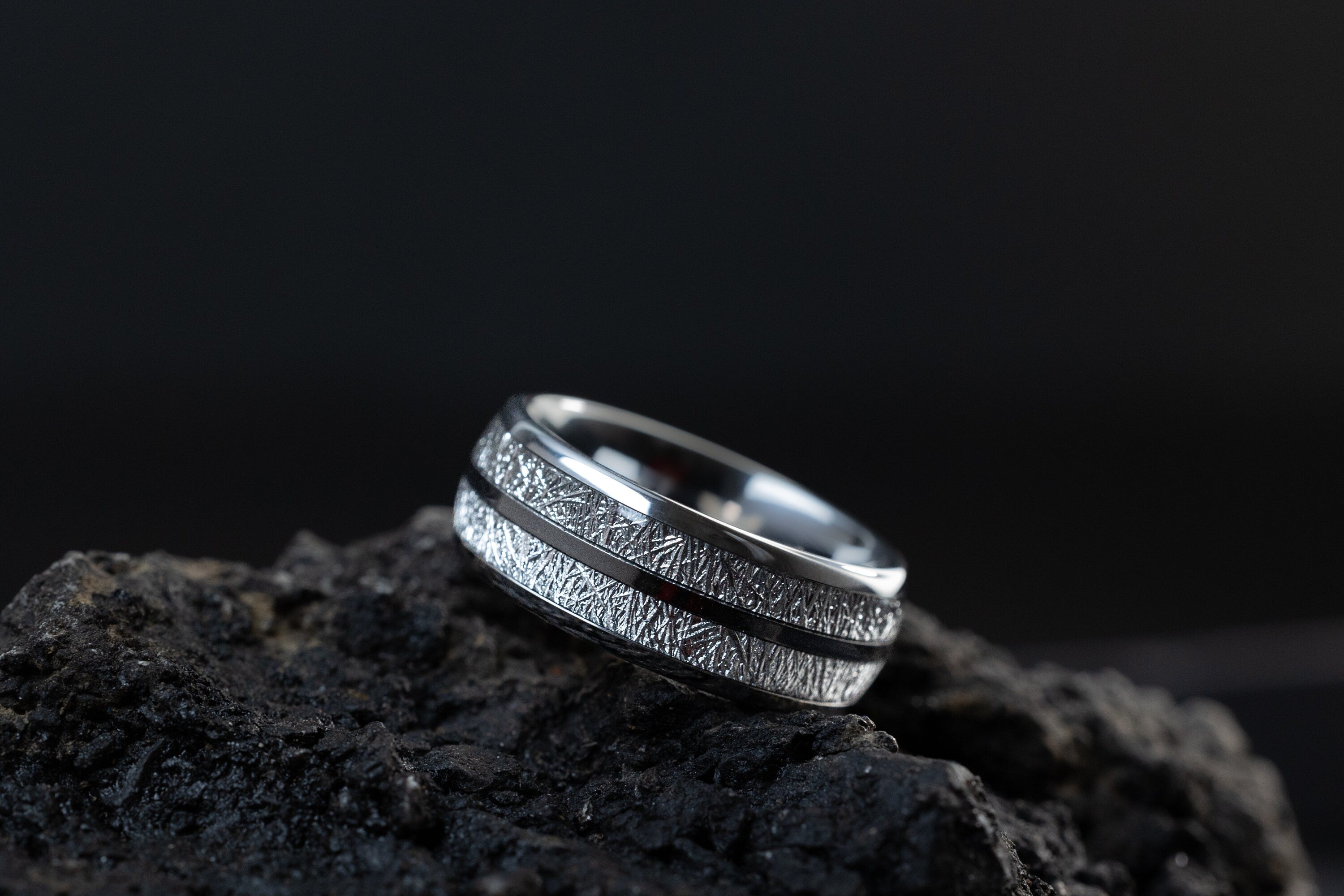 Frozen Cosmos - Silver Tungsten Ring, 8mm