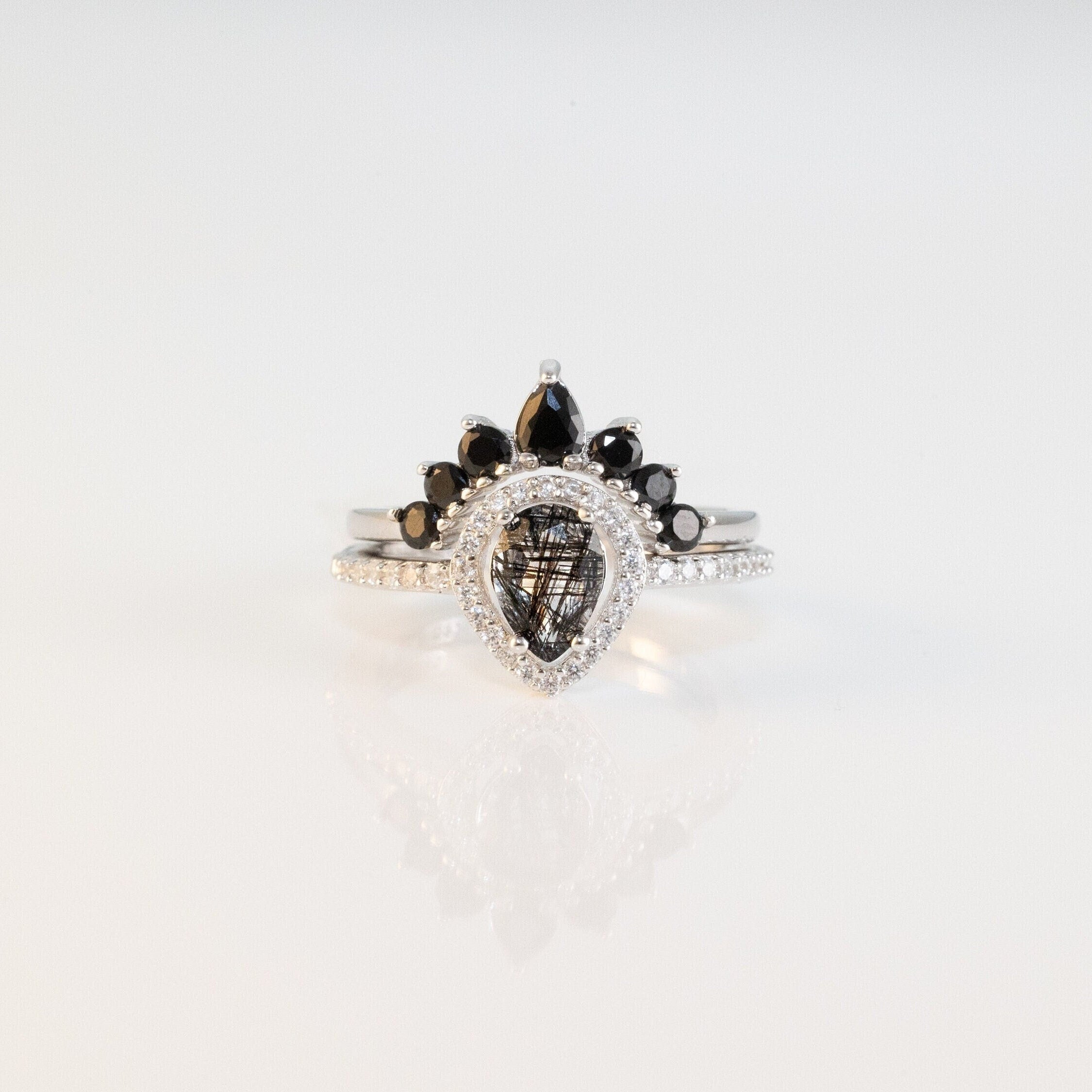 Dark Night - Natural Rutilated Quartz & Sterling Silver Ring