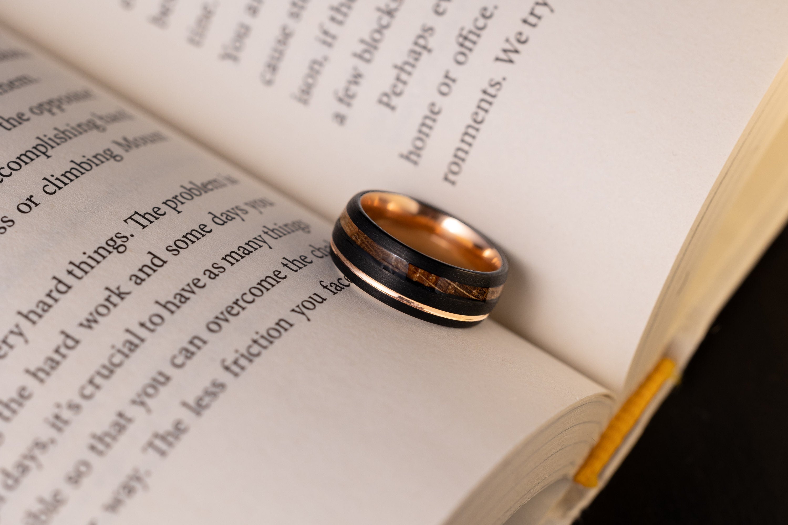 Double Whiskey Barrel Ring, Wood Inlay Ring, Wood Ring, Wooden Wedding Ring, Wood Wedding Band, Brown Ring, Tungsten Ring, 8mm Ring,