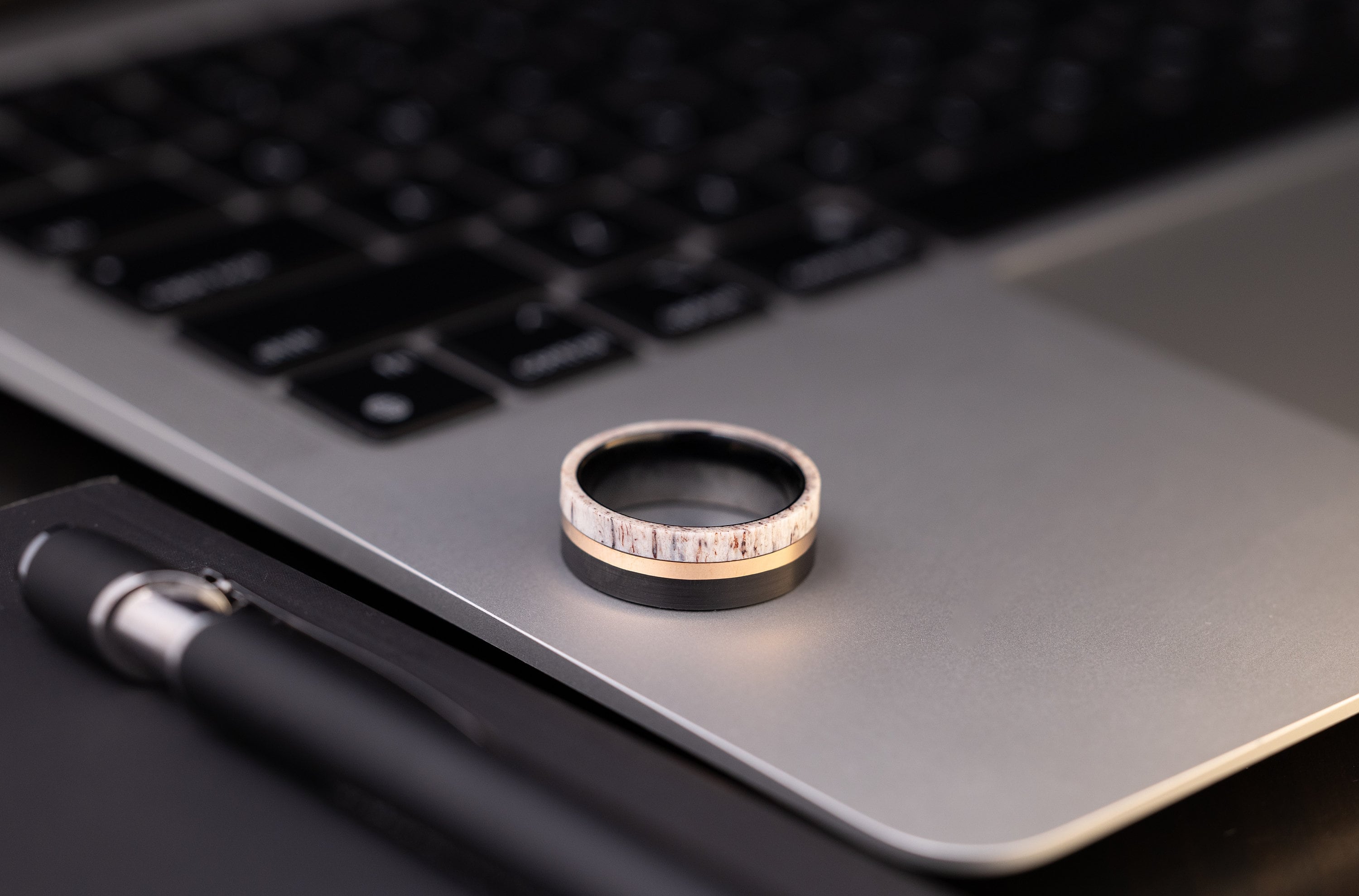 Black Antler - Deer Antler Ring, 8mm Ring