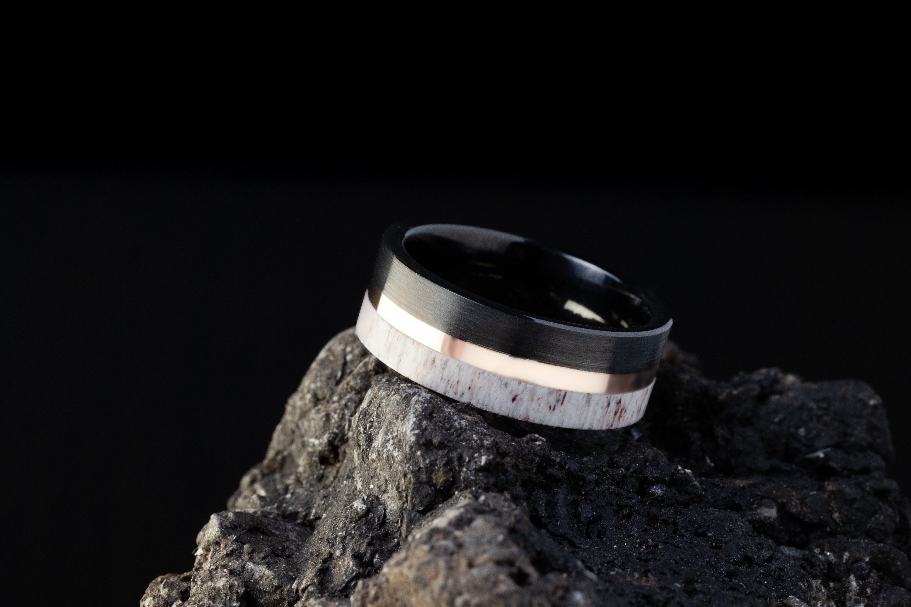 Black Antler - Deer Antler Ring, 8mm Ring
