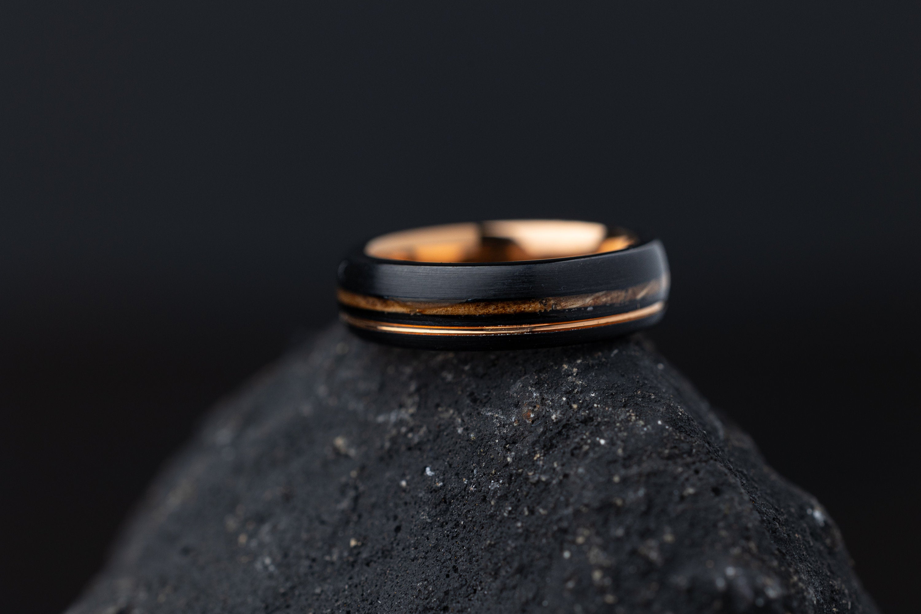 Whiskey Barrel Ring, Wood Inlay Ring, Wood Ring, Women's Wooden Wedding Ring, Wood Wedding Band, Brown Ring, Tungsten Ring, 5mm Ring