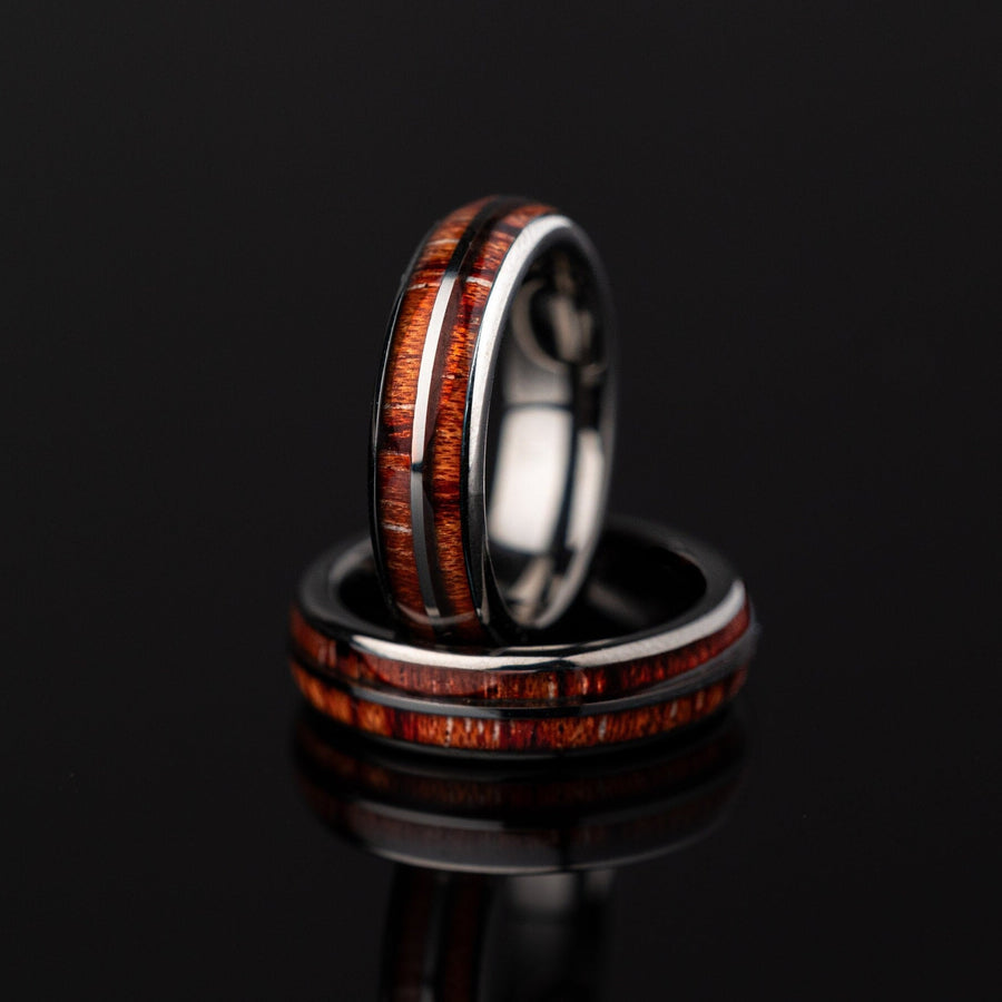 Barrel Wood - Tungsten & Whiskey Barrel Wood Inlay Ring, 5mm Width