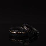 Golddust Damascus - Couple Set Rings, 8mm & 4mm Width