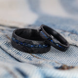 Stardust Damascus - Couples Set Rings, 8mm & 4mm Width