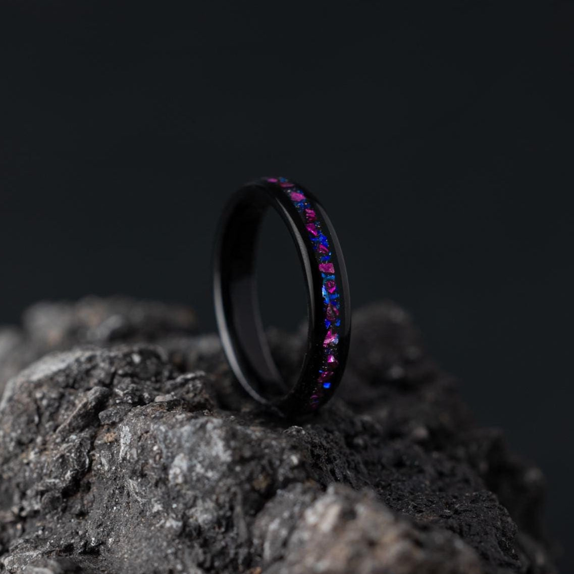 Purple Galaxy Ring, Blue Galaxy Ring, Blue Space Band, Blue & Purple Galaxy Band, Purple Crystal Stone Ring, Wedding Band, Wedding Ring, 4mm