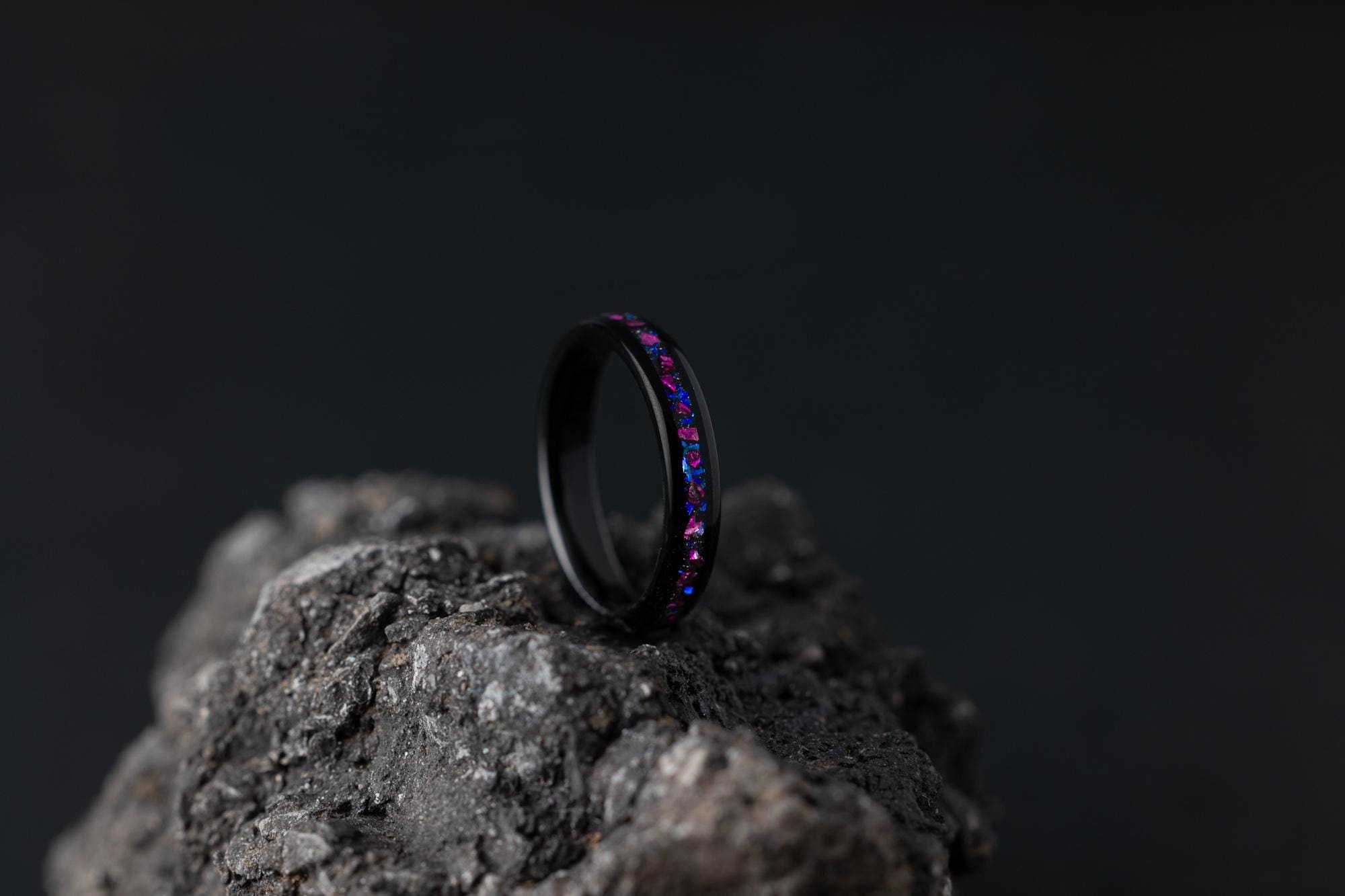 Purple Galaxy Ring, Blue Galaxy Ring, Blue Space Band, Blue & Purple Galaxy Band, Purple Crystal Stone Ring, Wedding Band, Wedding Ring, 4mm