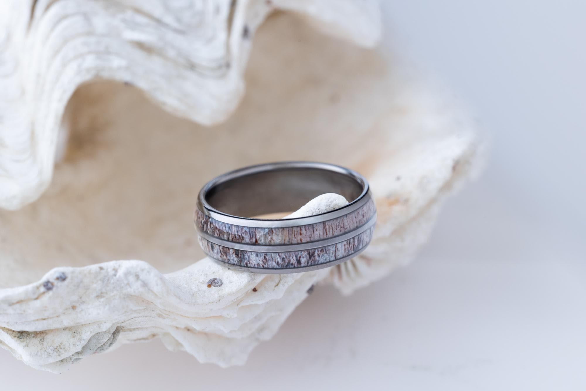 Deer Antler Ring, Natural Double Antler Ring, Antler Ring, Double Antler Tungsten Ring, Deer Wedding Band, Tungsten Ring for Men, 8mm Ring