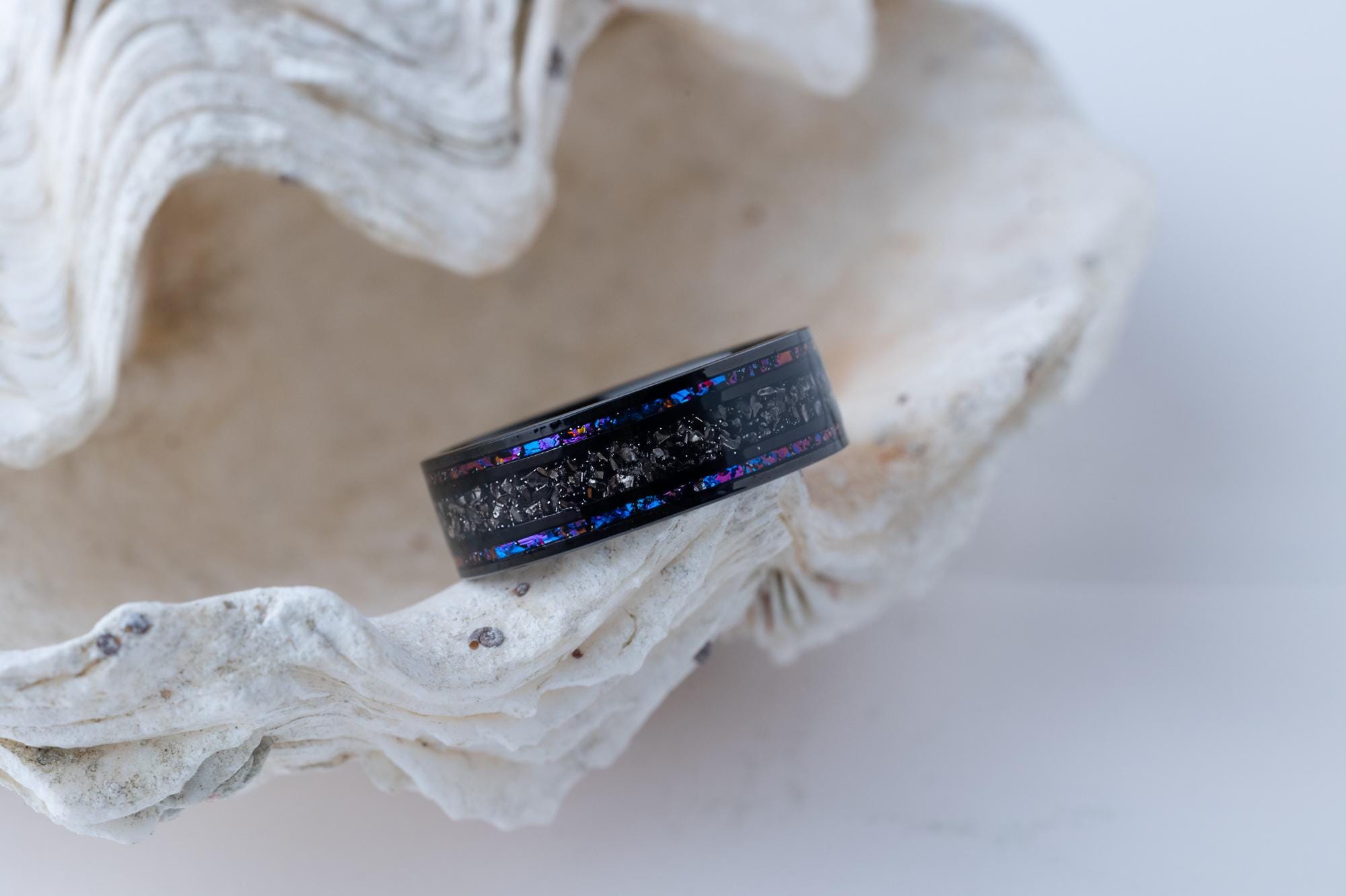 Space Galaxy & Meteorite Ring, Meteorite and Space Galaxy Ring, Space Galaxy Ring, Meteorite Ring, Meteorite Wedding Band, Galaxy Band, 8mm