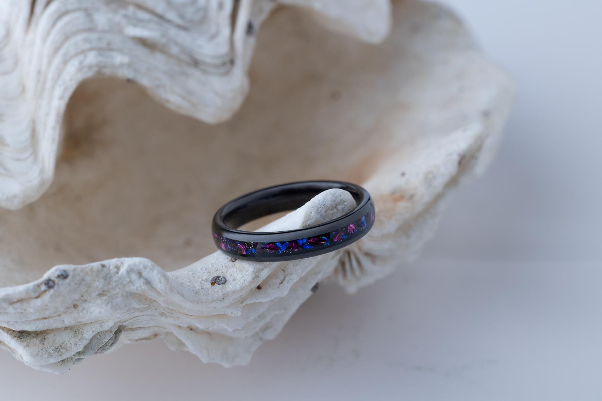 Purple Galaxy Ring, Blue Galaxy Ring, Blue Space Band, Blue & Purple Galaxy Band, Purple Crystal Stone Ring, Wedding Band, Wedding Ring, 4mm