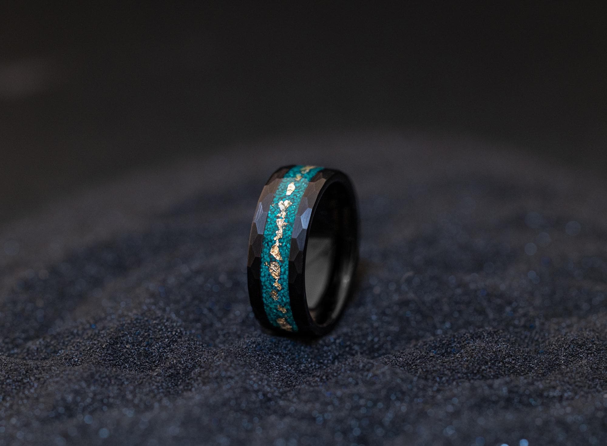 Natural Malachite, Gold Leaf Ring, Real Malachite Tungsten Ring, Malachite and Gold Leaf Ring, Hammered Ring For Men, Real Wedding Band, 8mm