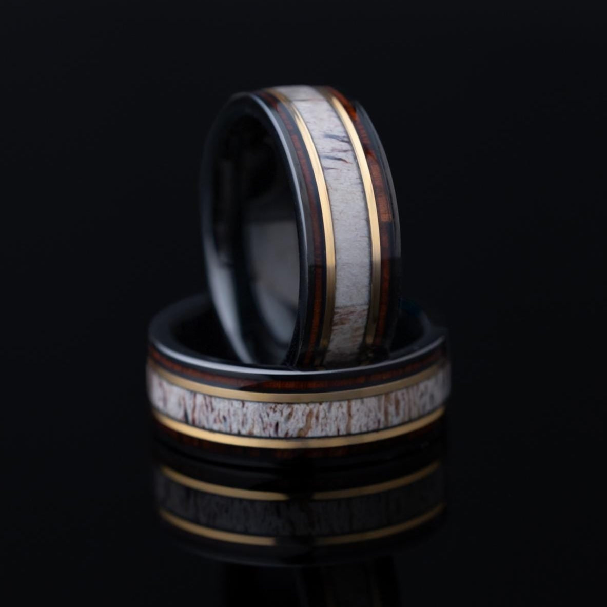 Whiskey Barrel Ring, Deer Antler Band, Moose Antler Ring, Antler and Wood Ring, Whisky Barrel Band, Wood Antler Ring, Mens Wedding Band, 8mm