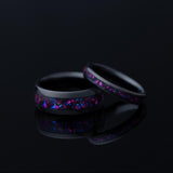 Purple Galaxy - Couple Set Rings, 8mm & 4mm Width