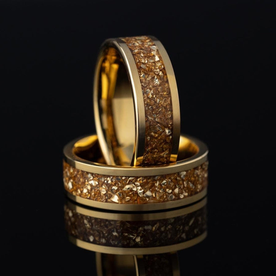 Golden Galaxy - 24K Gold Plated Ring, 8mm Width