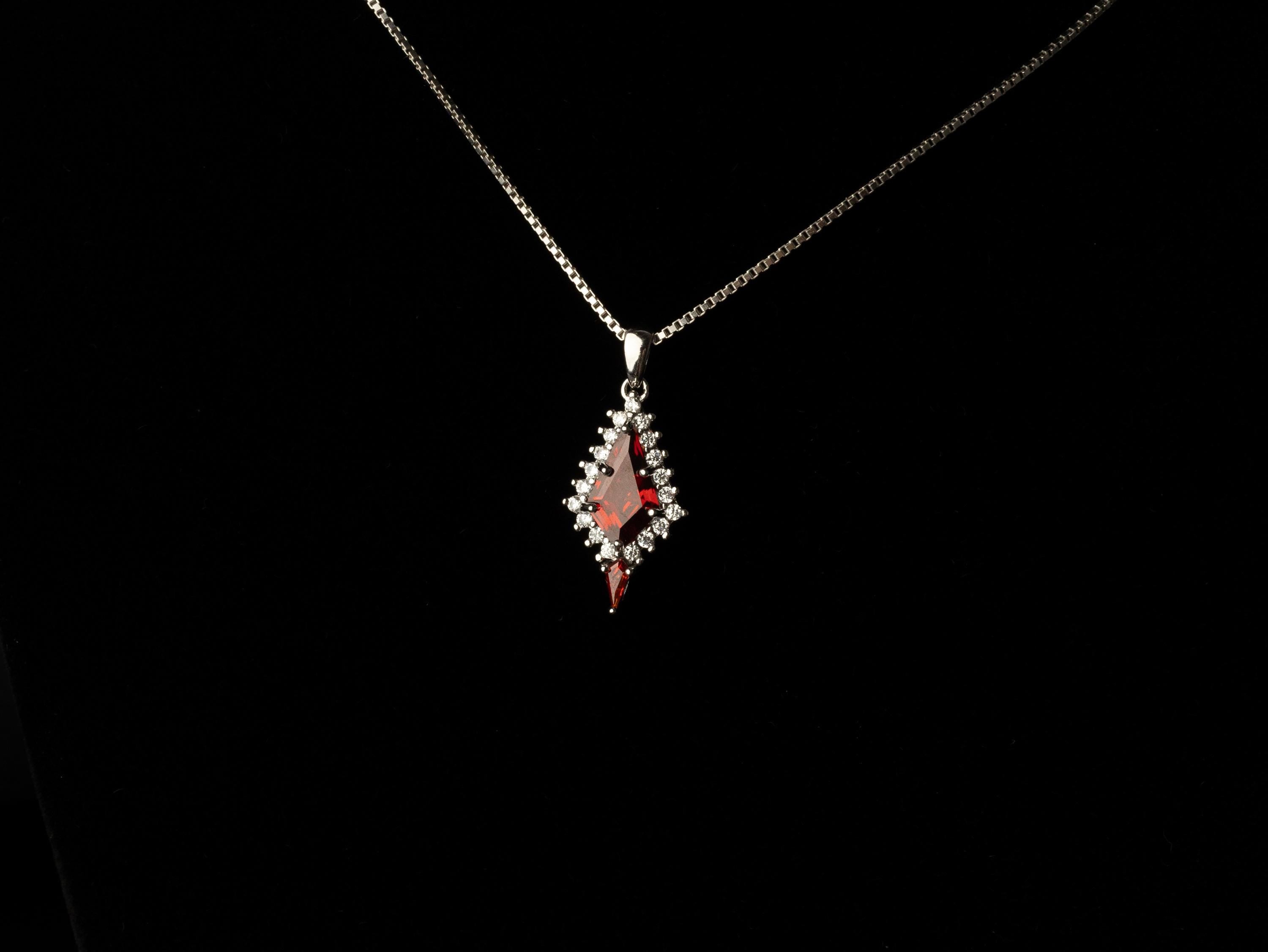 Garnet Necklace, Silver Garnet Necklace, Garnet Set for Her, Sterling Silver Necklace, Unique Necklace, Garnet Necklace Set, Red Necklace