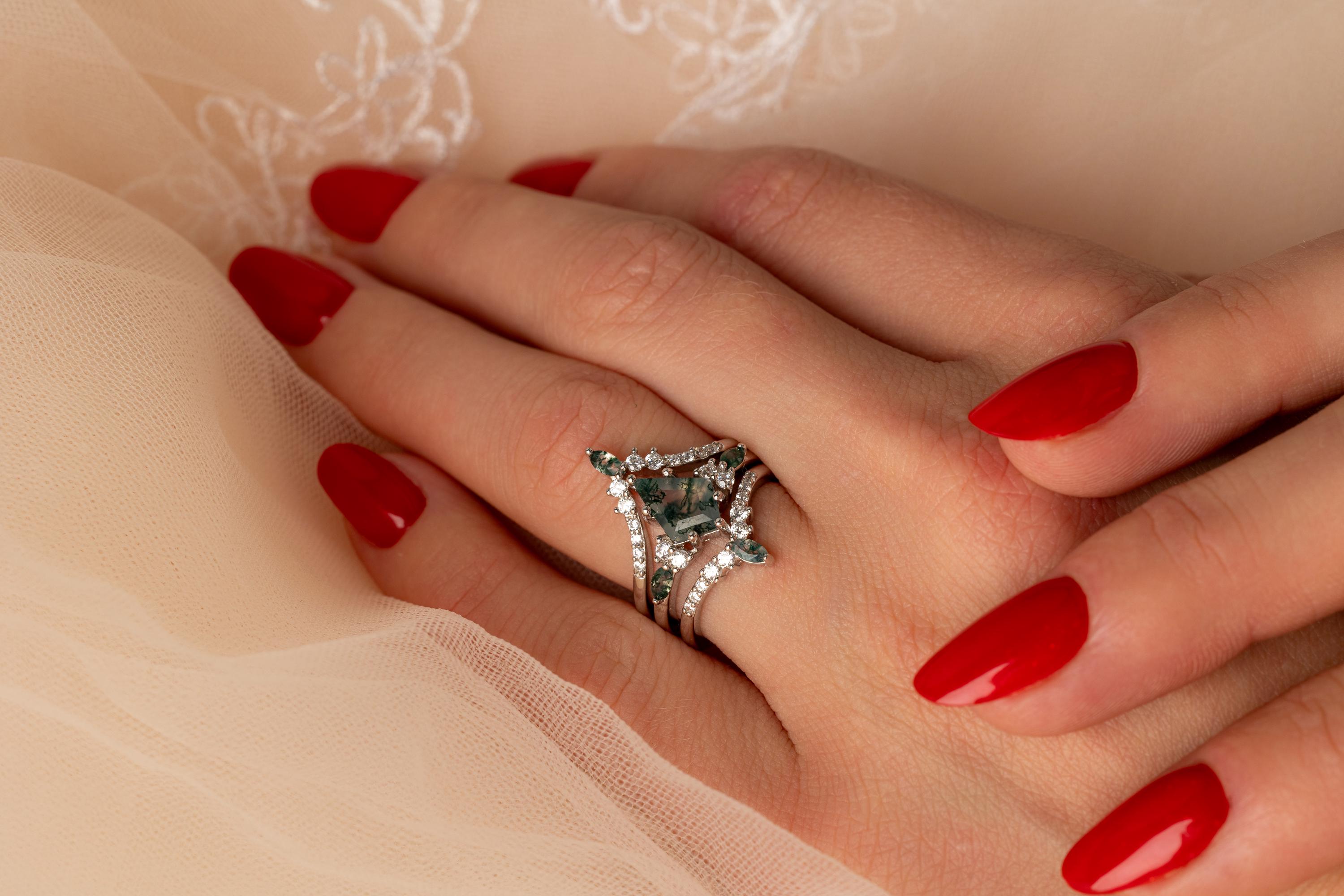 Moss Agate Silver Ring, Moss Agate Ring For Women, Kite Moss Agate Ring, Sterling Silver Moss Agate Ring, Unique Agate Ring, Gift For Her