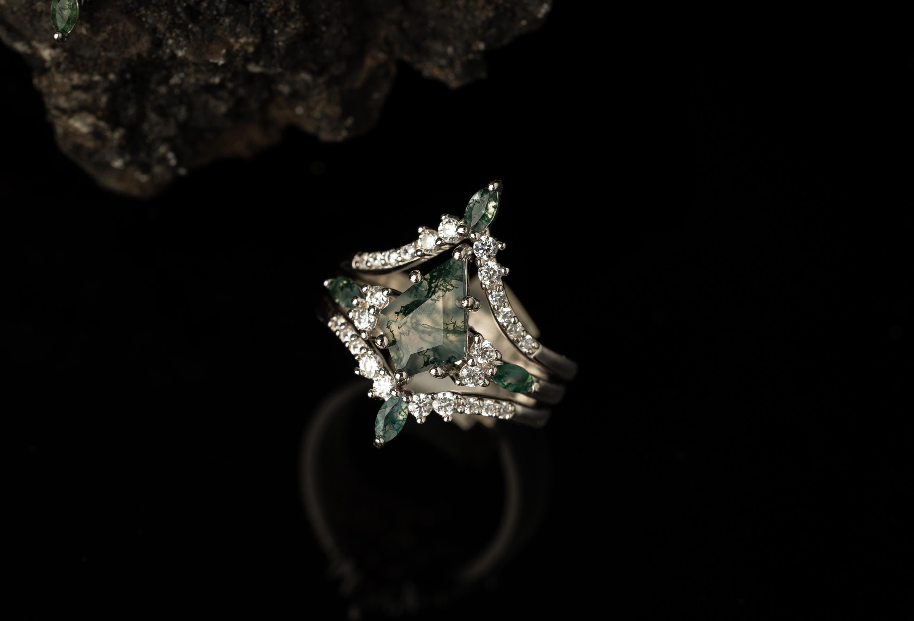 Moss Agate Silver Ring, Moss Agate Ring For Women, Kite Moss Agate Ring, Sterling Silver Moss Agate Ring, Unique Agate Ring, Gift For Her