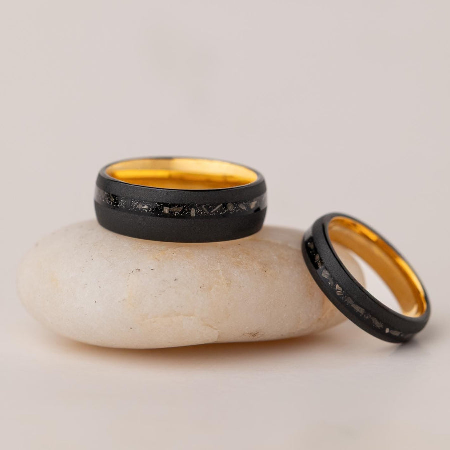 Cosmic Dust - Couple Set Rings, 8mm & 5mm Width