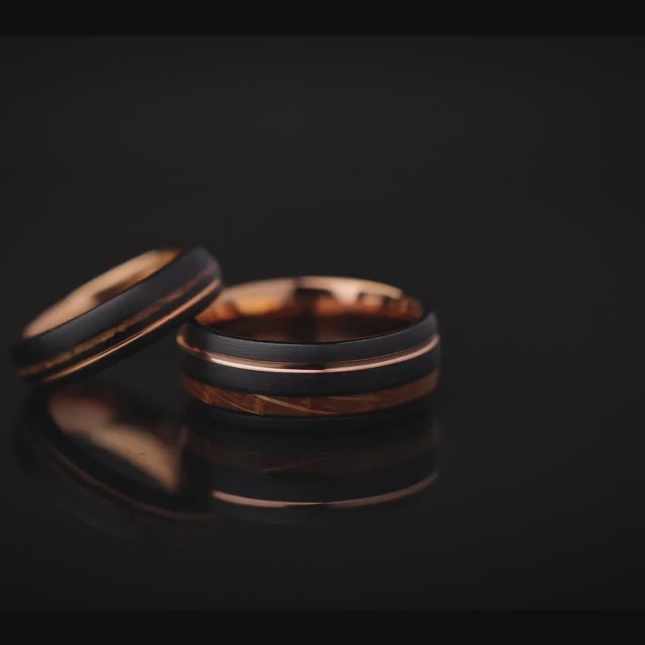 Double Whiskey Barrel Ring, Couples Ring, His and Hers Wedding Rings, Wood Inlay Ring, Wood Ring, Wooden Wedding Ring, Wood Wedding Band