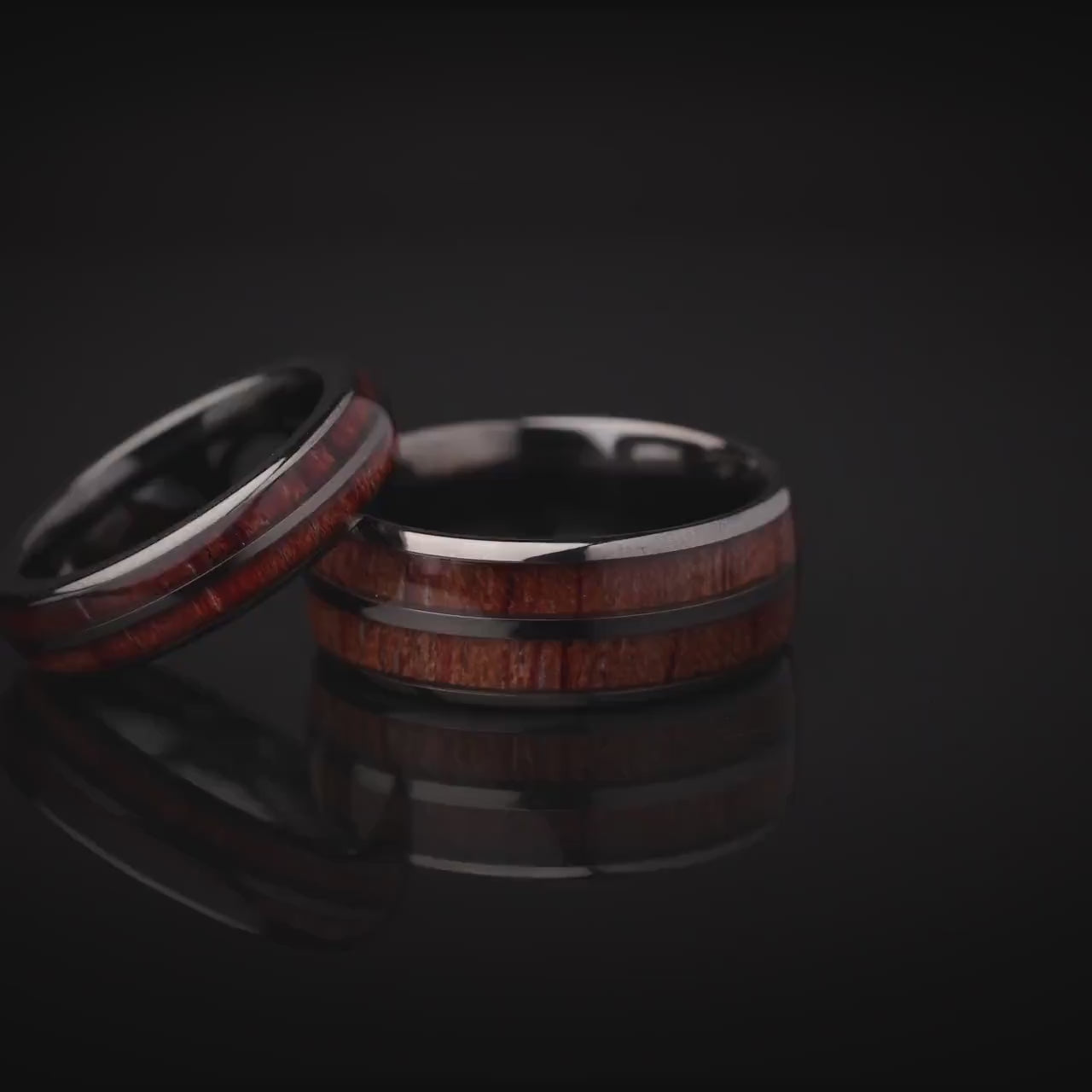 Whiskey Barrel Ring with Wood Inlay, Tungsten and Wood Inlay Ring, Couples Unique Wedding Band, Couples Wood Wedding Band, Couples Set