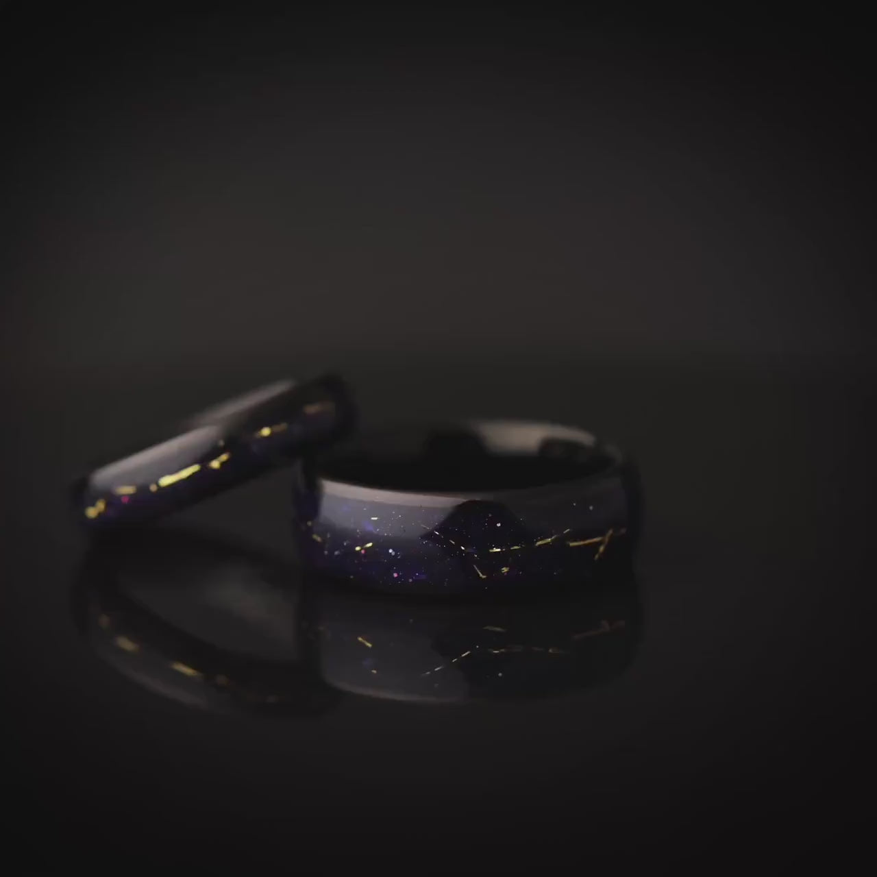 Tungsten Wedding Band: Cosmic Galaxy Ring with Gold Inlay (8mm)