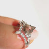 Salt and Pepper Ring, Quartz Ring, Raw Salt Pepper Diamond Ring, Skye Kite Ring, Kite Cut Diamonds Rings, Sterling Silver Engagement Ring